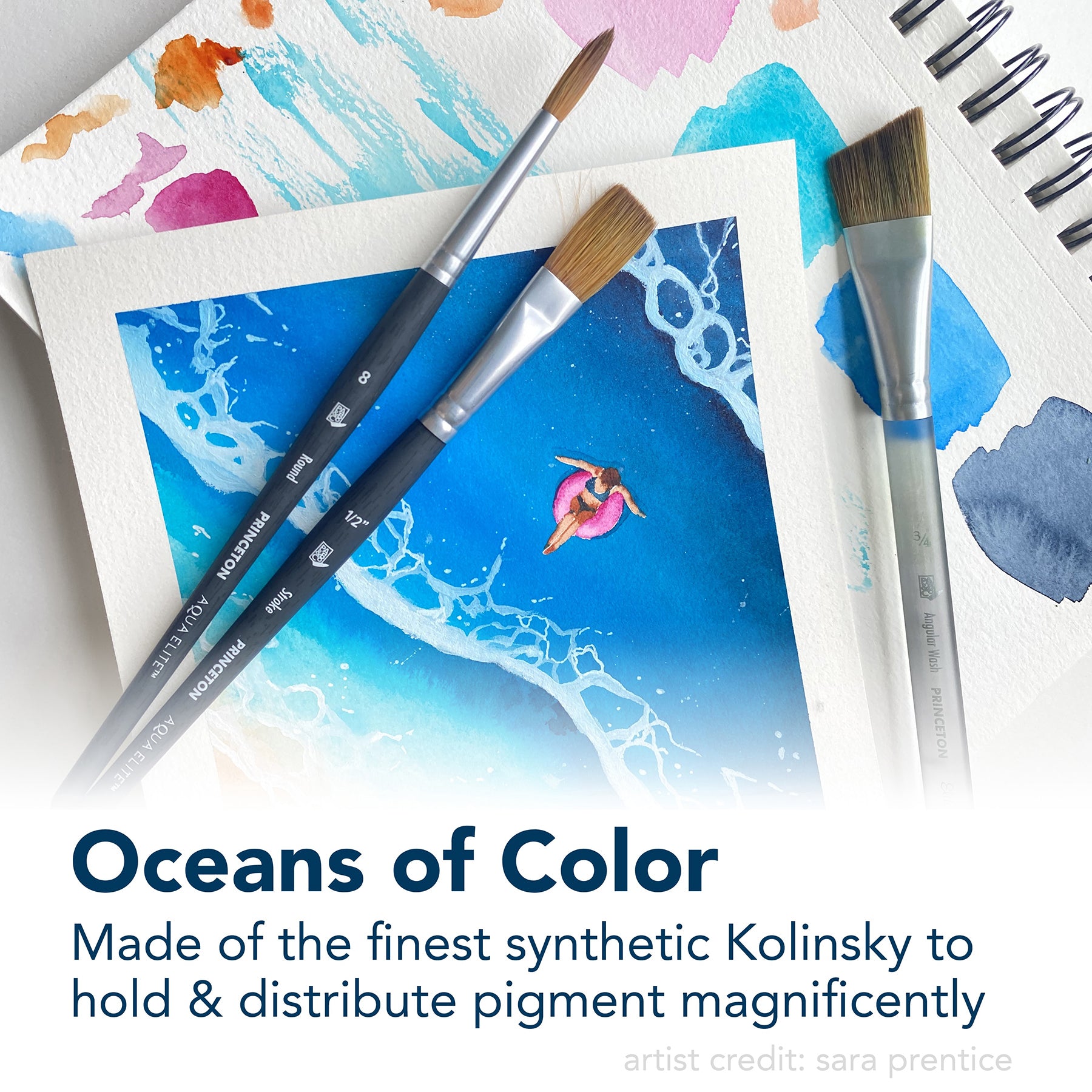 Aqua Elite Round Brush, Synthetic Bristles, Short Handle Watercolor Paintbrush, Matte Black, Size 4, 1 Count