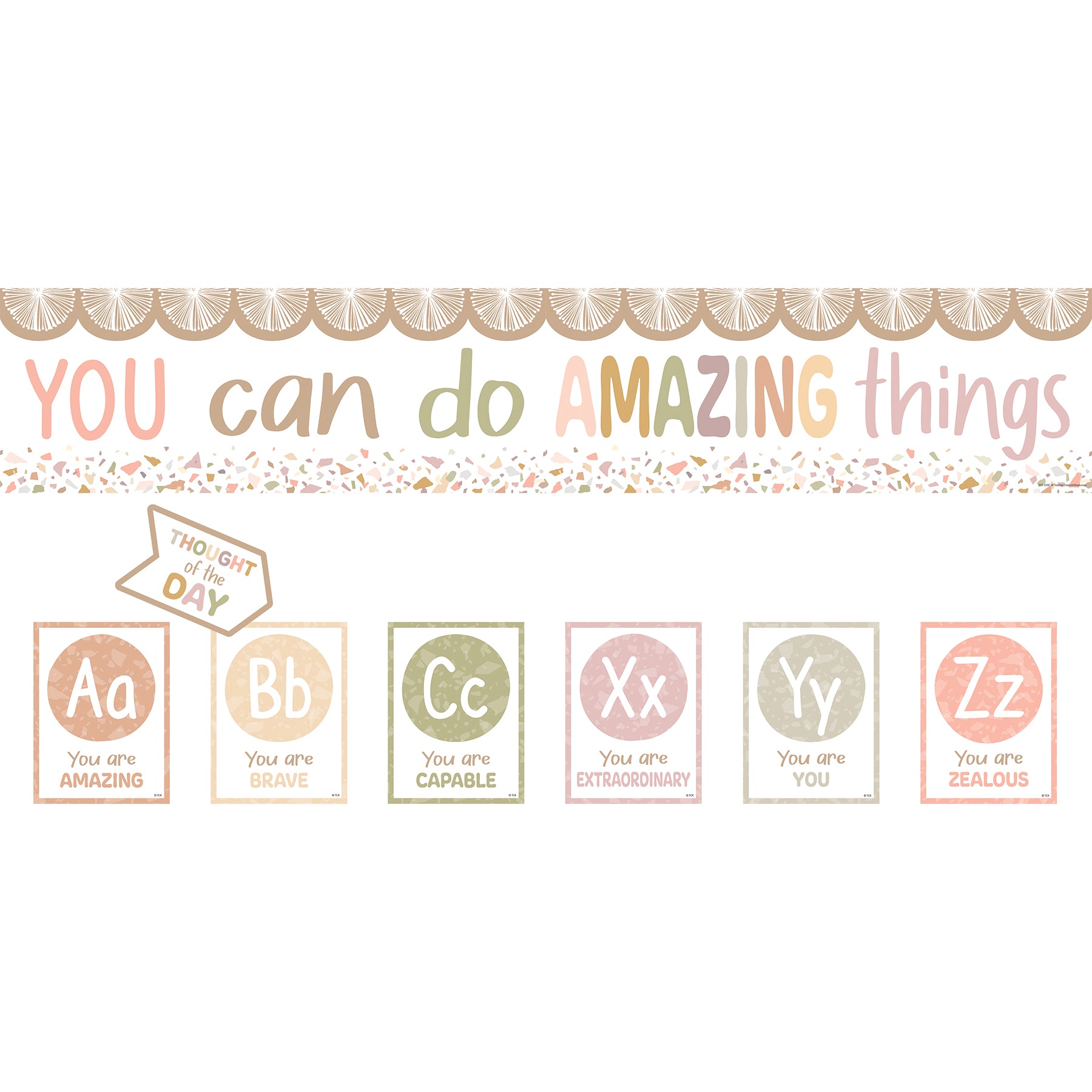 Terrazzo Tones Alphabet Affirmations Bulletin Board Set, 29 Pieces