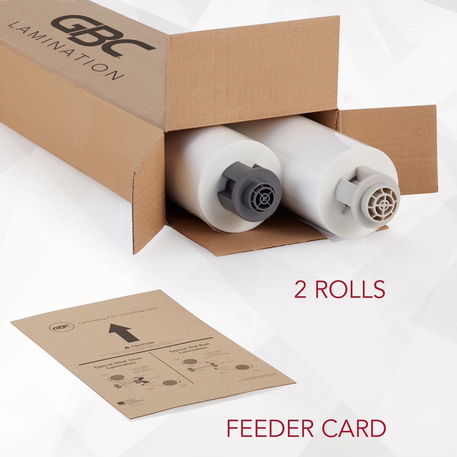 EZ Load Gray End Cap Laminating Roll Film, Gloss, 27" x 500', 1.5 mil, 2 Rolls