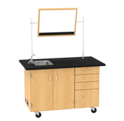 Kinetic Mobile Demo Center with Sink and Storage - Red Oak, 54"W x 30"D x 36"H