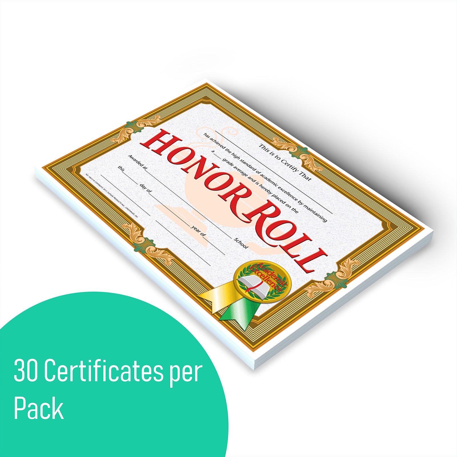 Honor Roll Certificate, 8.5" x 11", Pack of 30