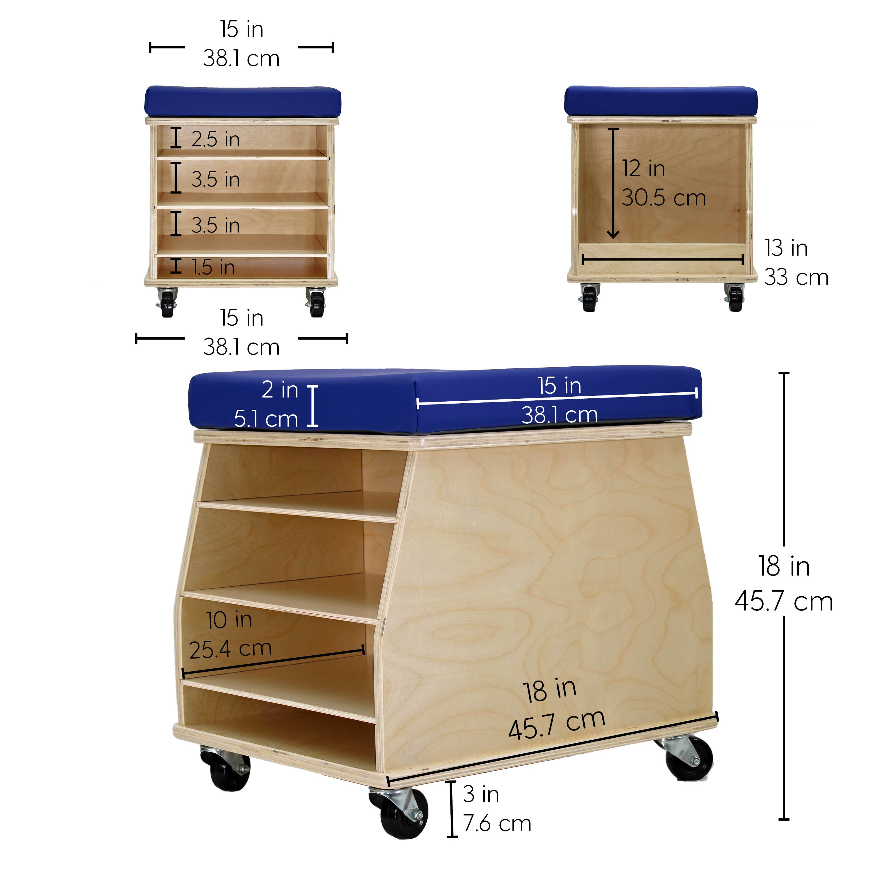 Birch Mobile Teacher Stool - Natural/Blue