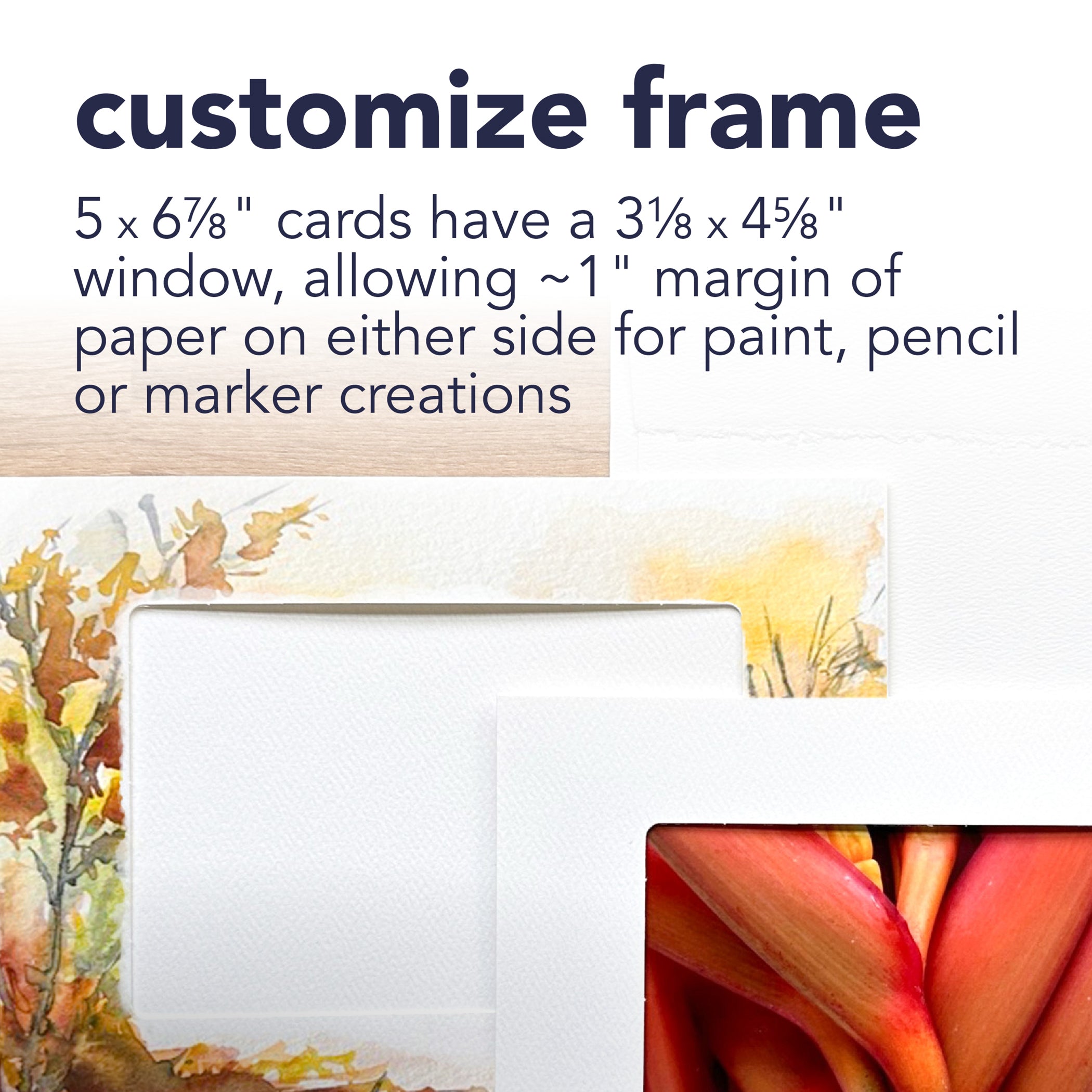 Photo Frame Cards & Envelopes, Plain Border, 5x6.875 inch, 40 Pack