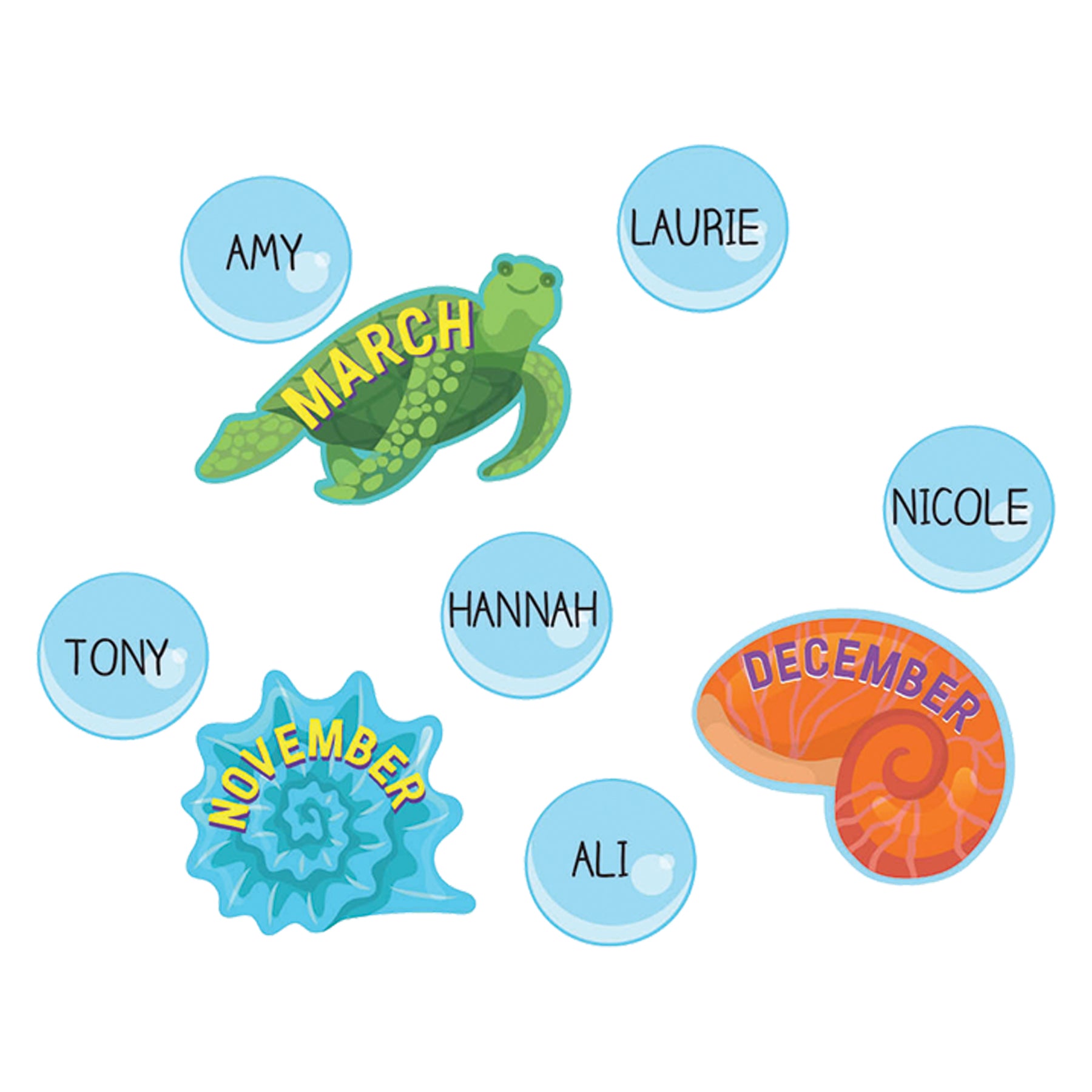 Seas the Day Let's Shell-ebrate Mini Bulletin Board Set, 46 Pieces