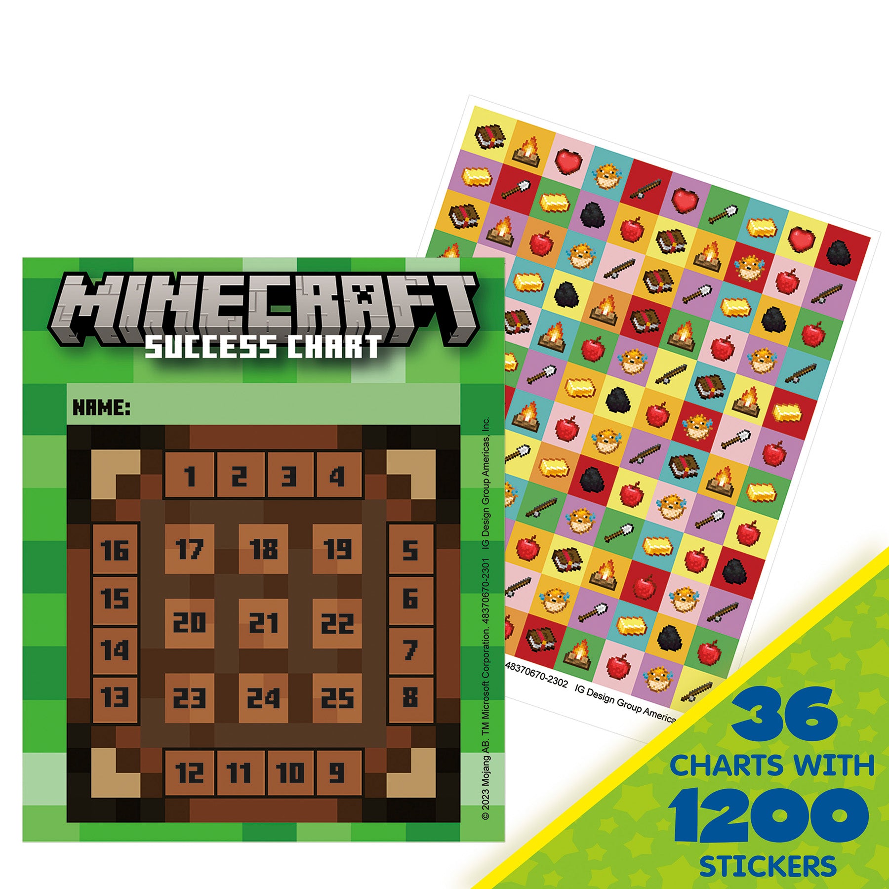 Minecraft Mini Reward Charts with Stickers, Pack of 36