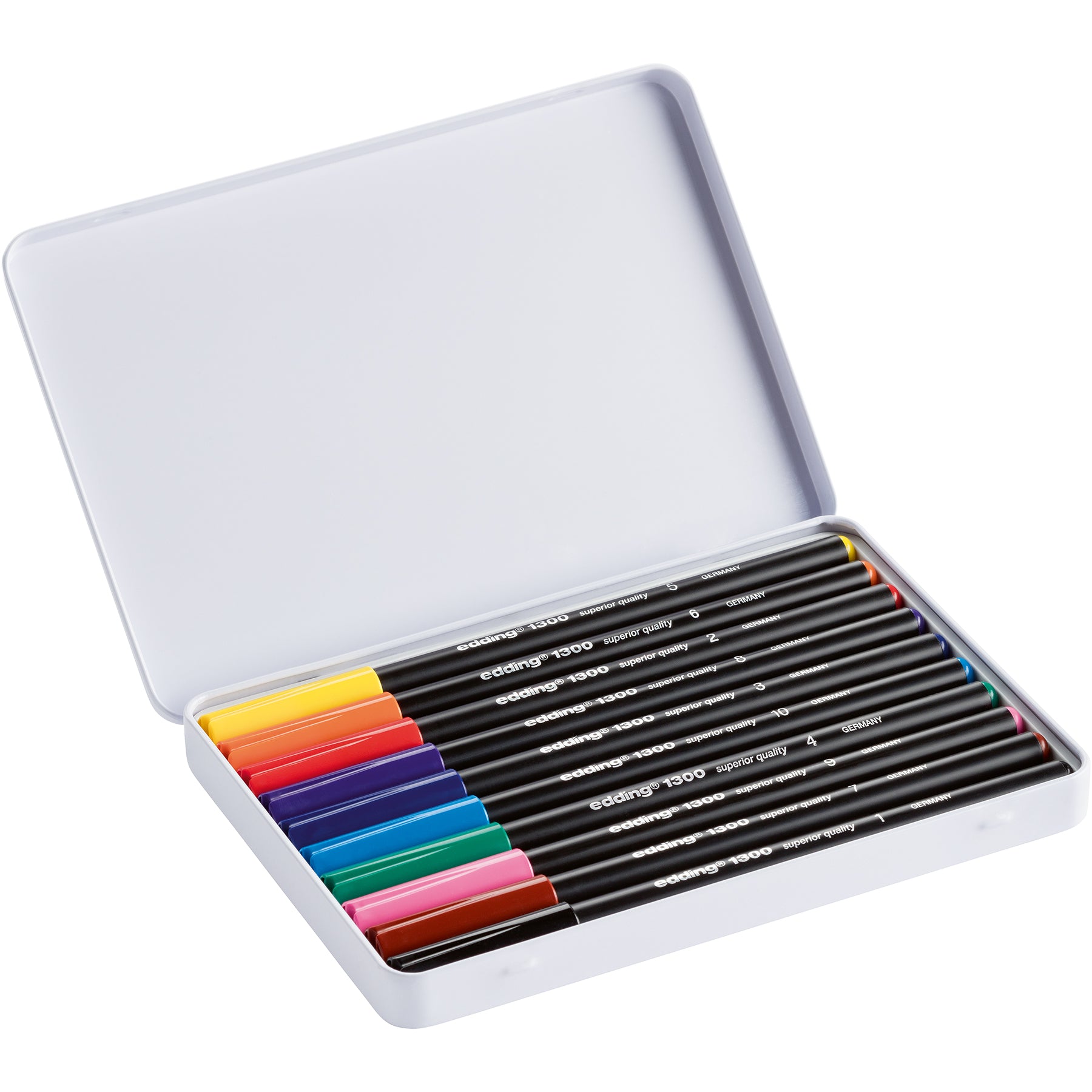 edding 1300 Colour Pen Medium - Metal Box of 10 - Assorted