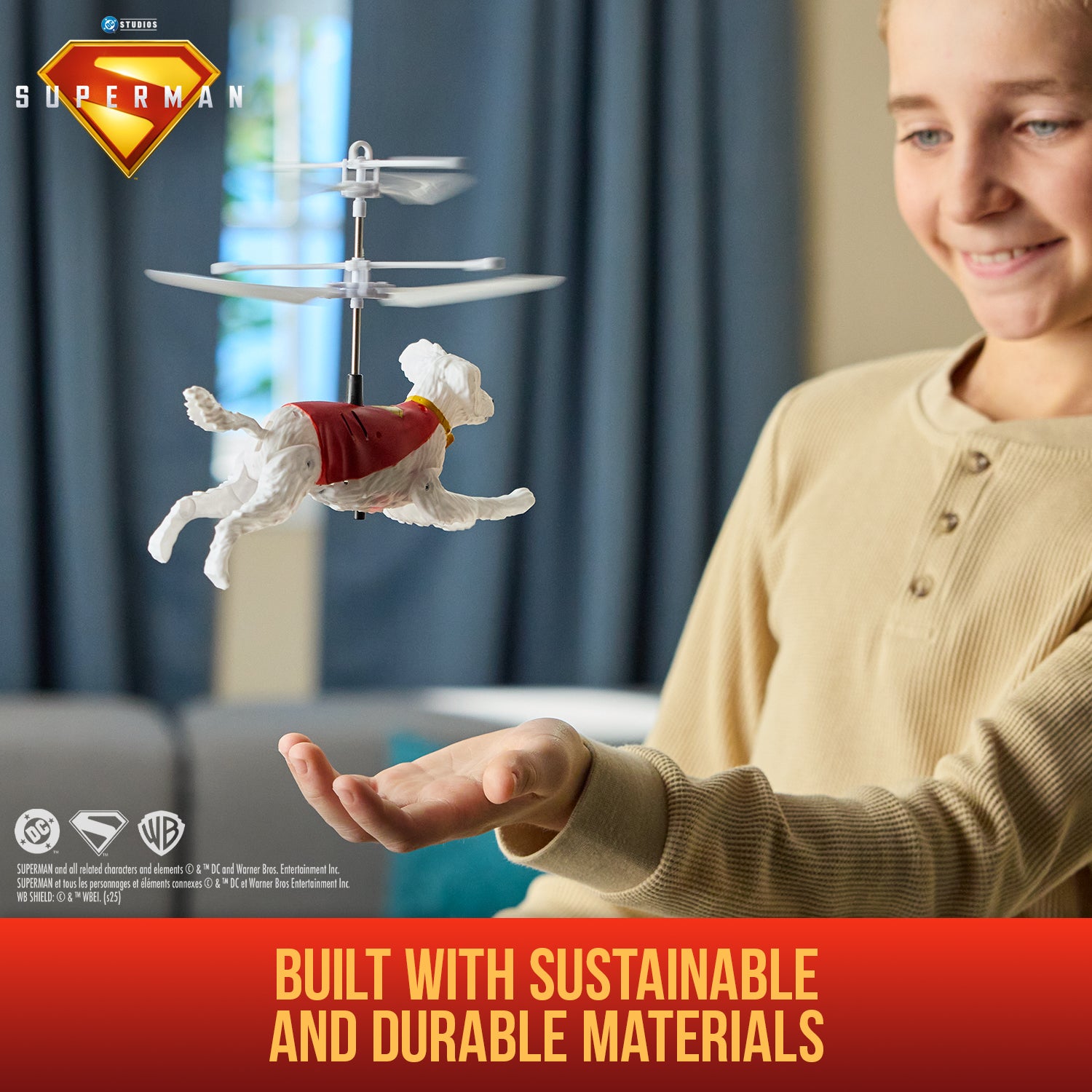 DC Comics, SUPERMAN Up in the Sky! Flying Krypto, RC Toys and Remote Control Toys for Kids, 7.5-Inch Hovering Superdog, For Ages 4 and Up