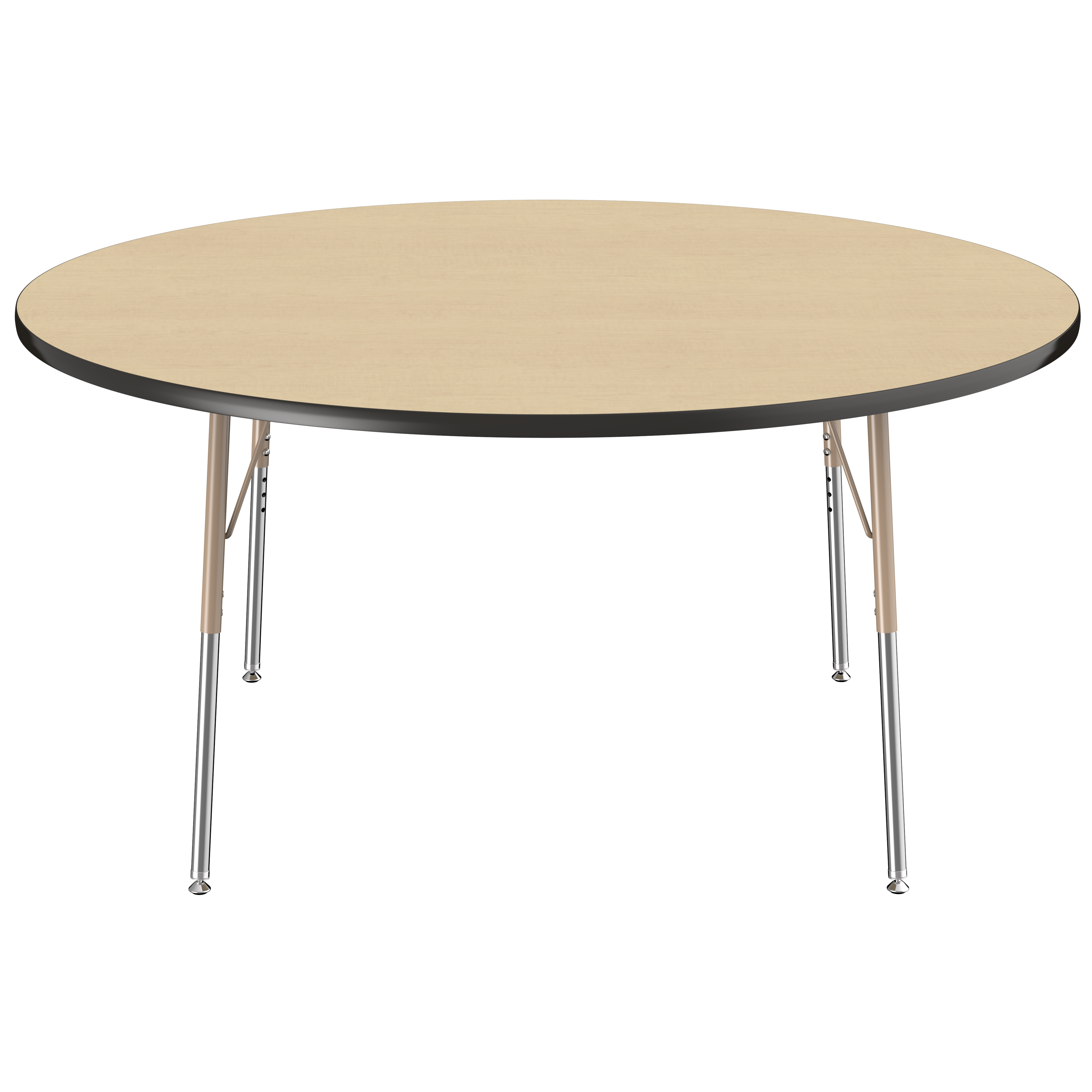 60" Round T-Molding Activity Table with Adjustable Standard Swivel Glide Legs - Maple/Black/Sand