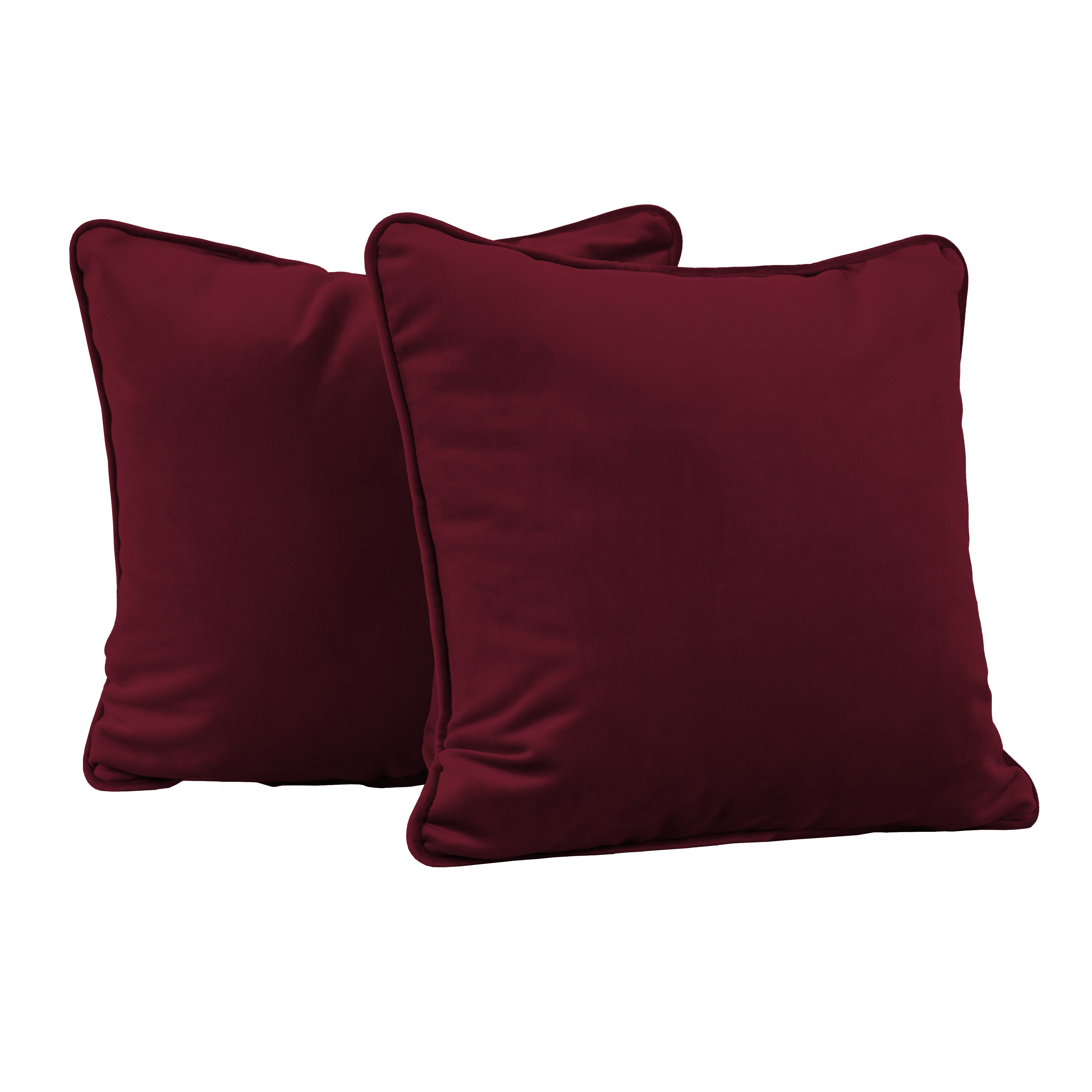 15" x 15" Square Microfiber Pillow with Piping, 2-Piece - Bordeaux