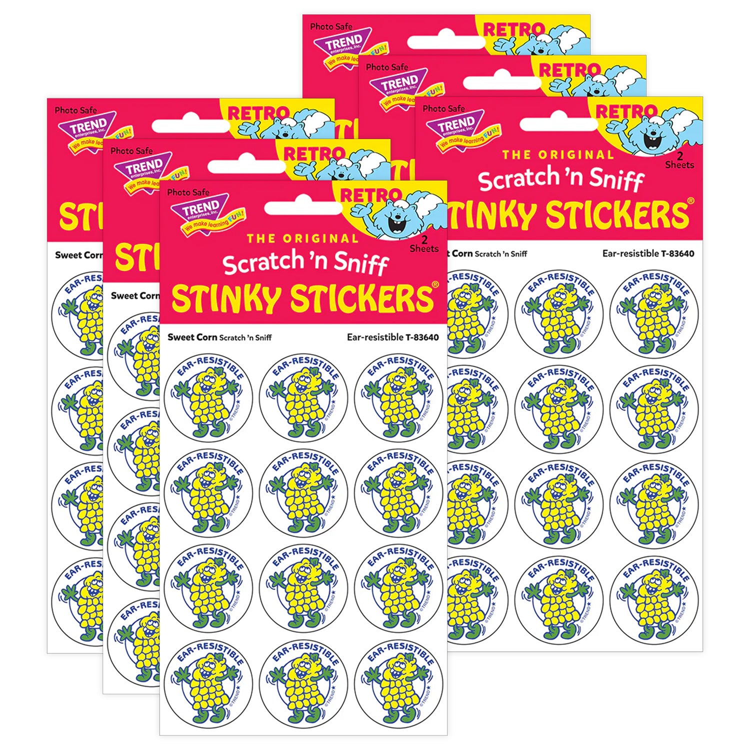 Ear-resistible/Sweet Corn scent Retro Scratch 'n Sniff Stinky Stickers®, 24 Per Pack, 6 Packs