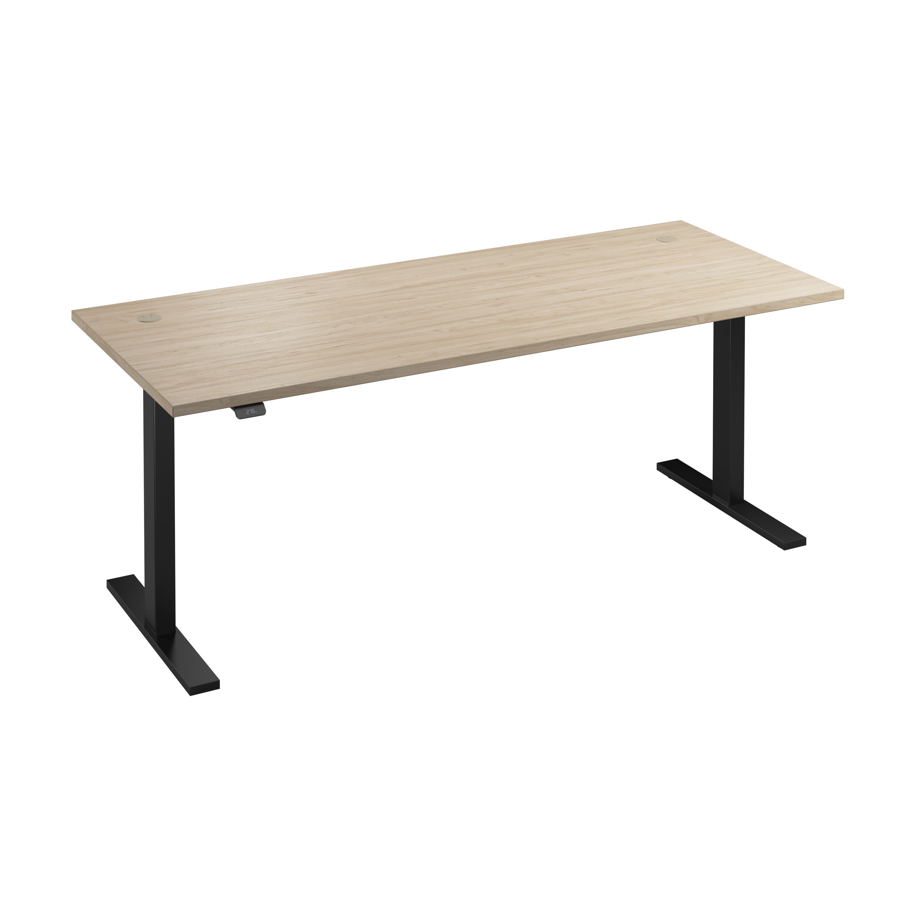 Bush Business Furniture Move 60 Series 72W x 30D Electric Height Adjustable Standing Desk in Natural Elm with Black Base - 71.02" Width x 29.37" Depth x 47.69" Height