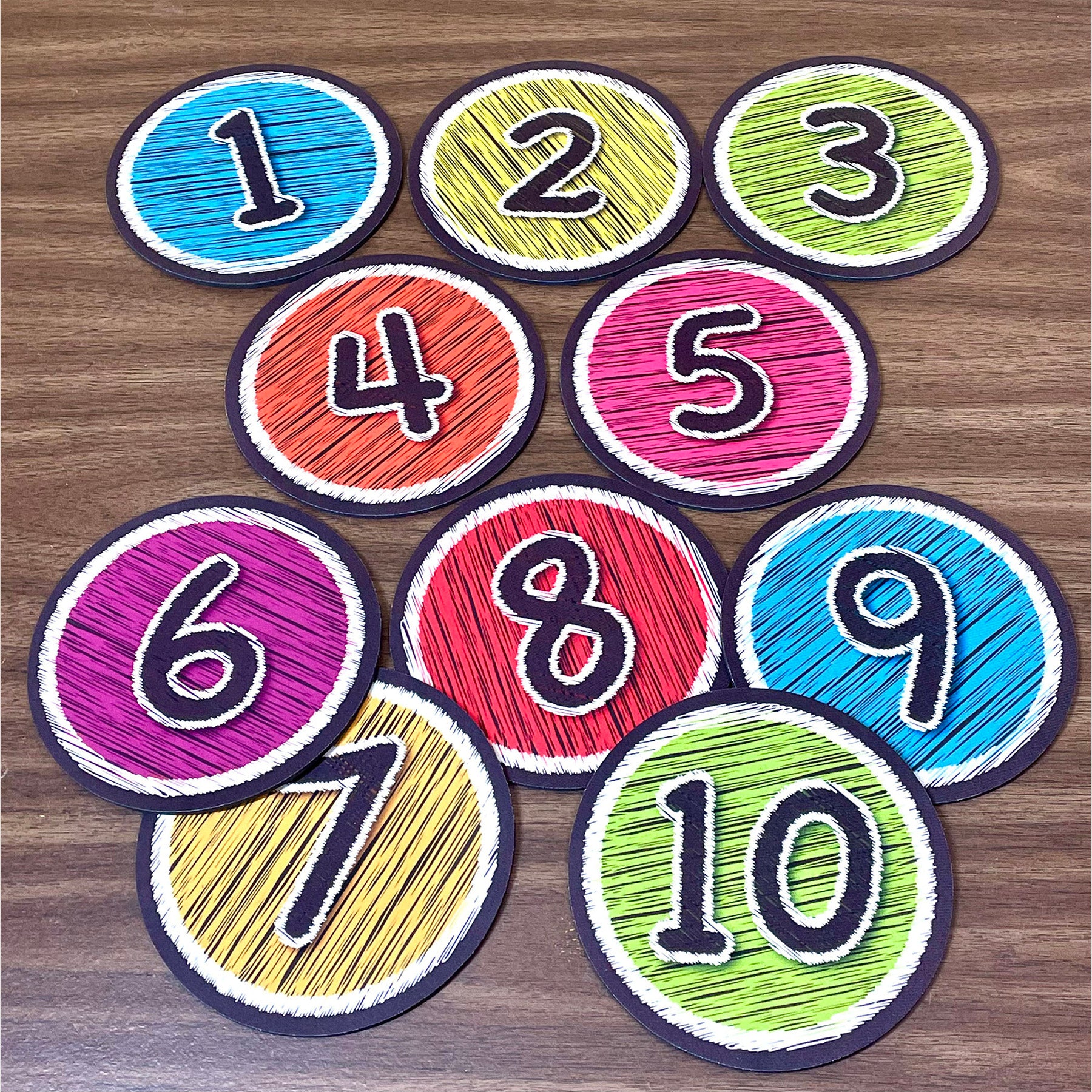 The Original Fun Mat™, Sensory Spots™, 6" Numbers 1-10, Chalk Look, 10 Pieces