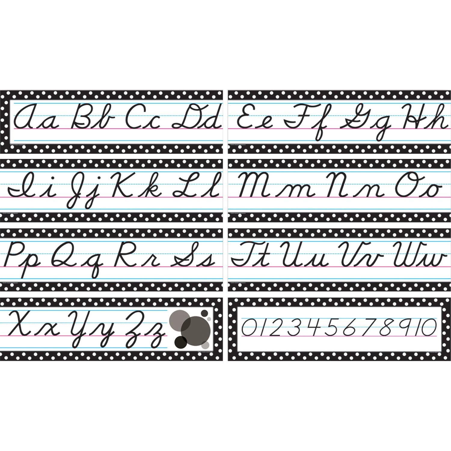 Black Polka Dots Cursive Mini Bulletin Board