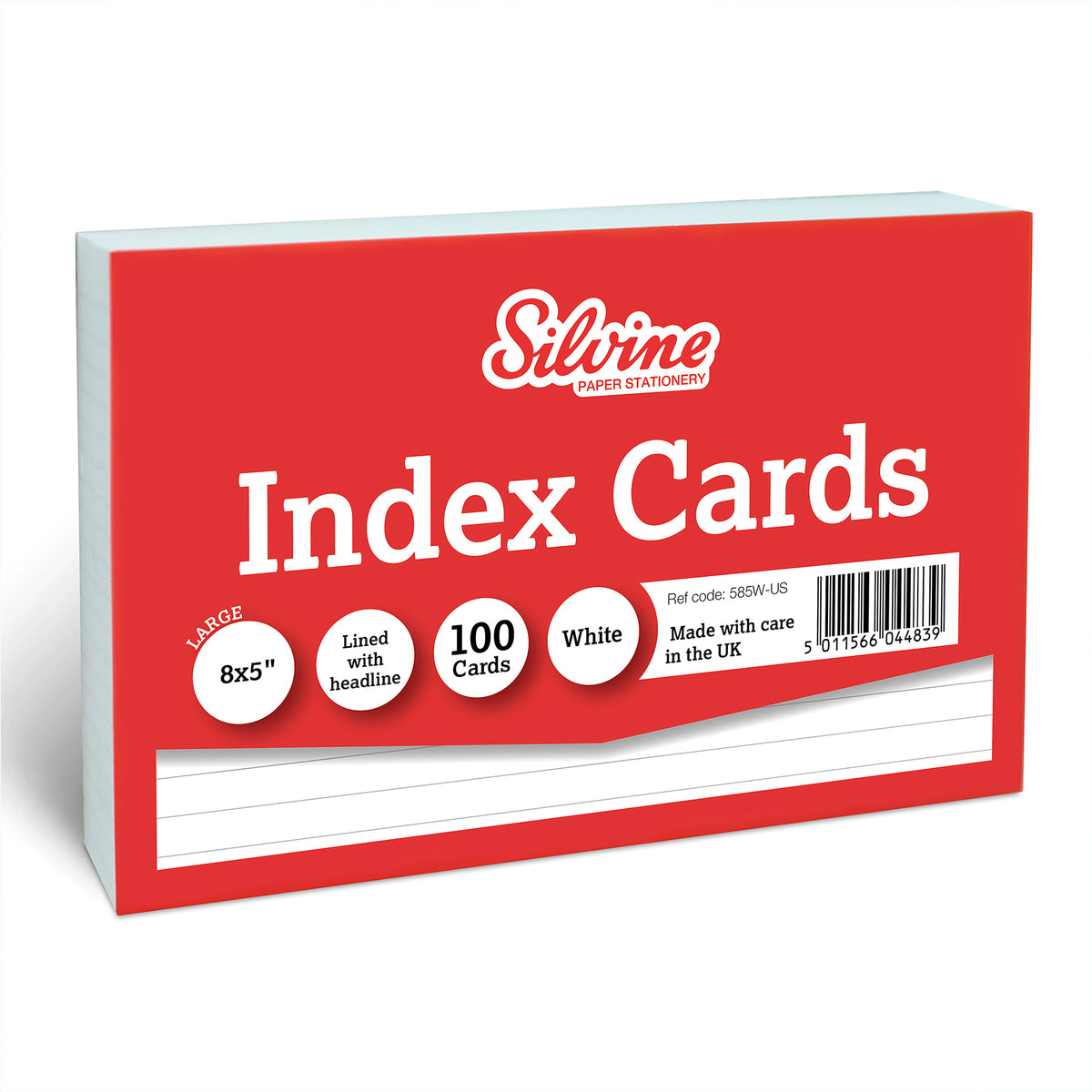 100PK INDX CRD WHT LINED W HEADLINE