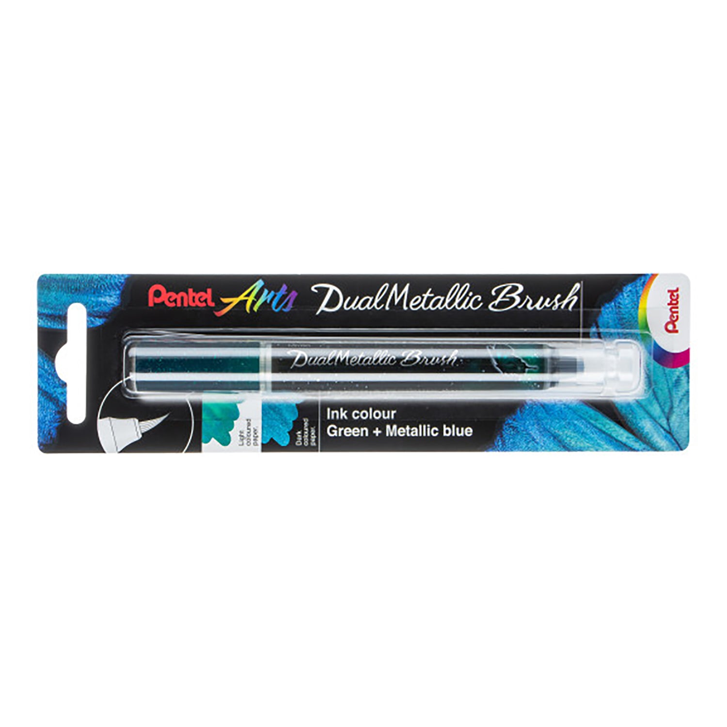 DualMetallic Brush, Green/Metallic Blue Ink