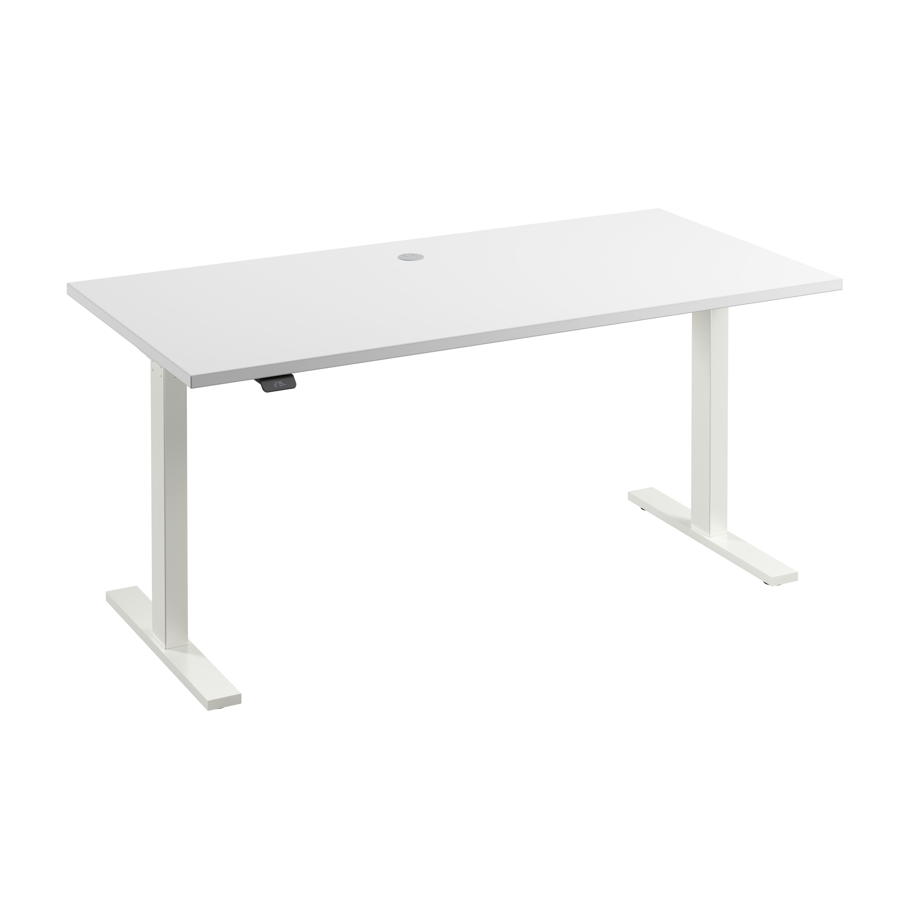 Bush Business Furniture Move 60 Series 60W x 30D Electric Height Adjustable Standing Desk in White with White Base - 59.45" Width x 29.37" Depth x 27.44" Height