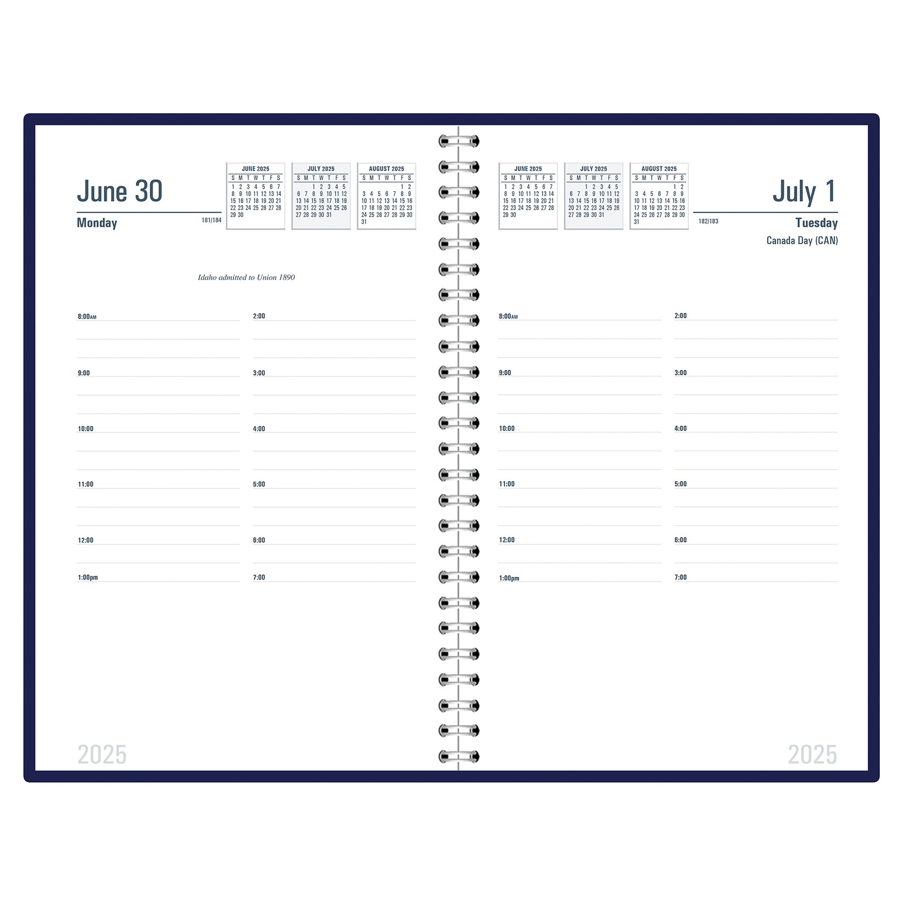 Recycled Daily Academic Calendar Planner Blue Cover