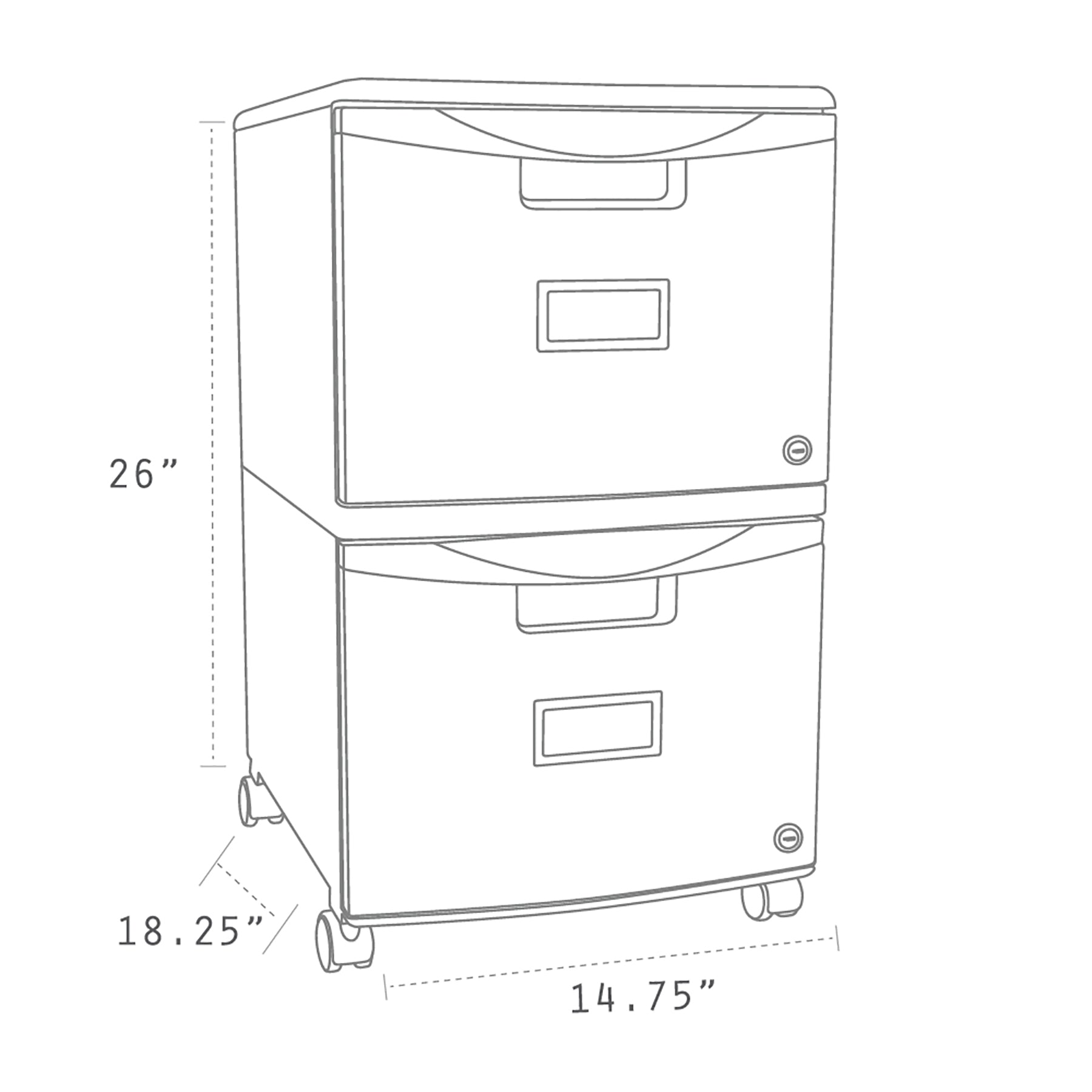 2 Drawer Mobile File Cabinet with Lock, Black & Blue