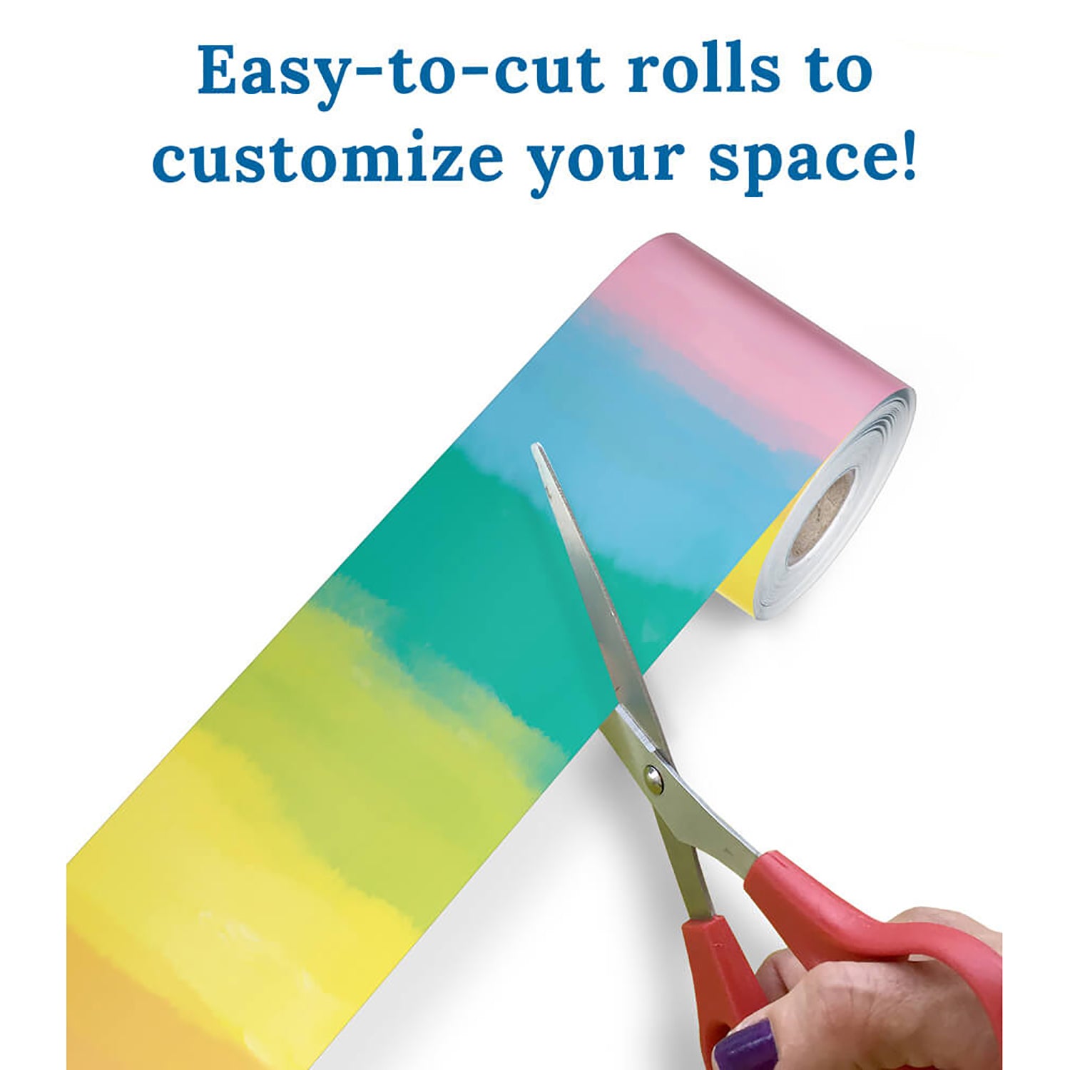 Happily Ever Elementary Creatively Inspired Watercolor Rolled Straight Bulletin Board Borders, 65 Feet