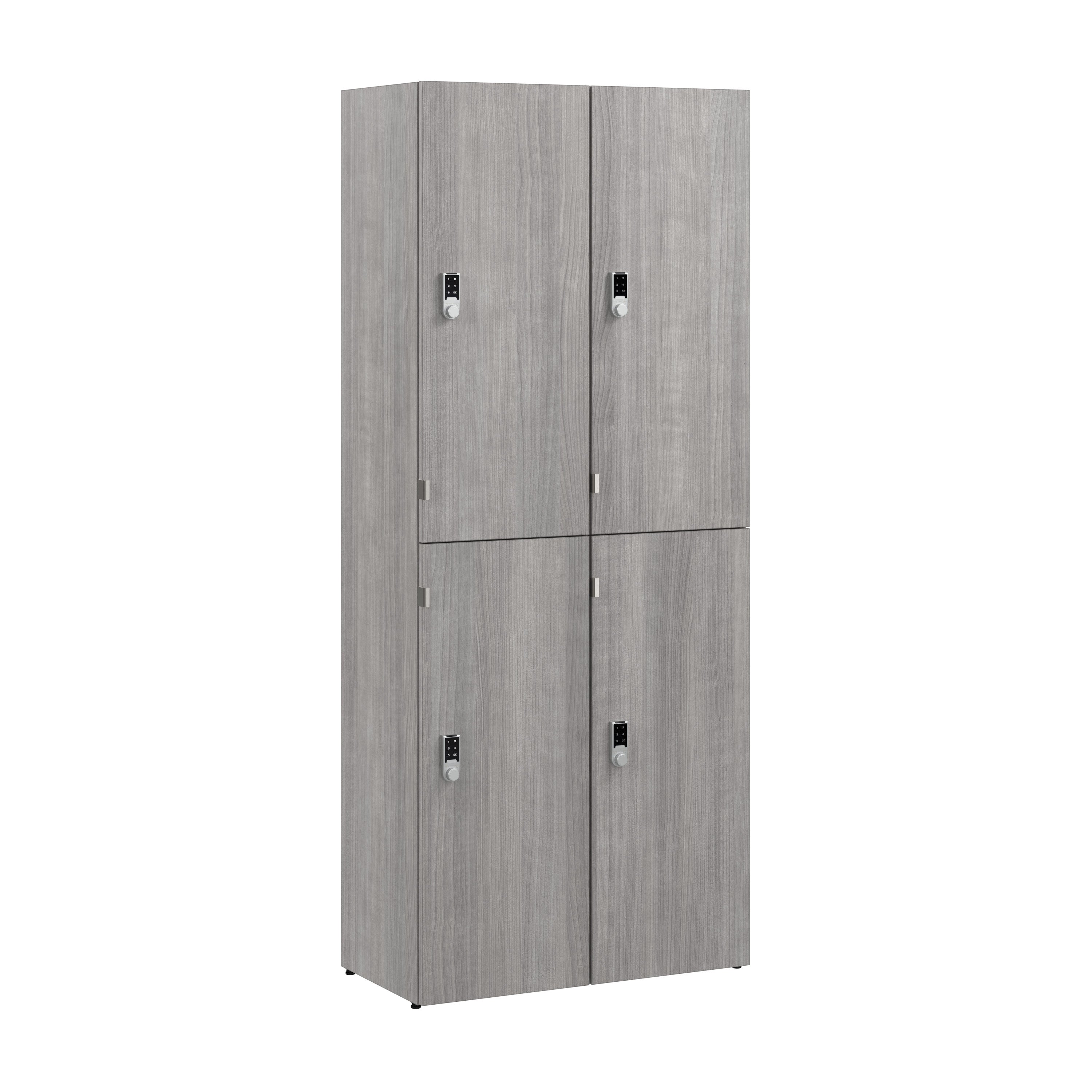 Bush Business Furniture Assure Two Tier 4 Door Storage Lockers with Keypad Locks in Platinum Gray - 29.76" Width x 15.35" Depth x 72.15" Height
