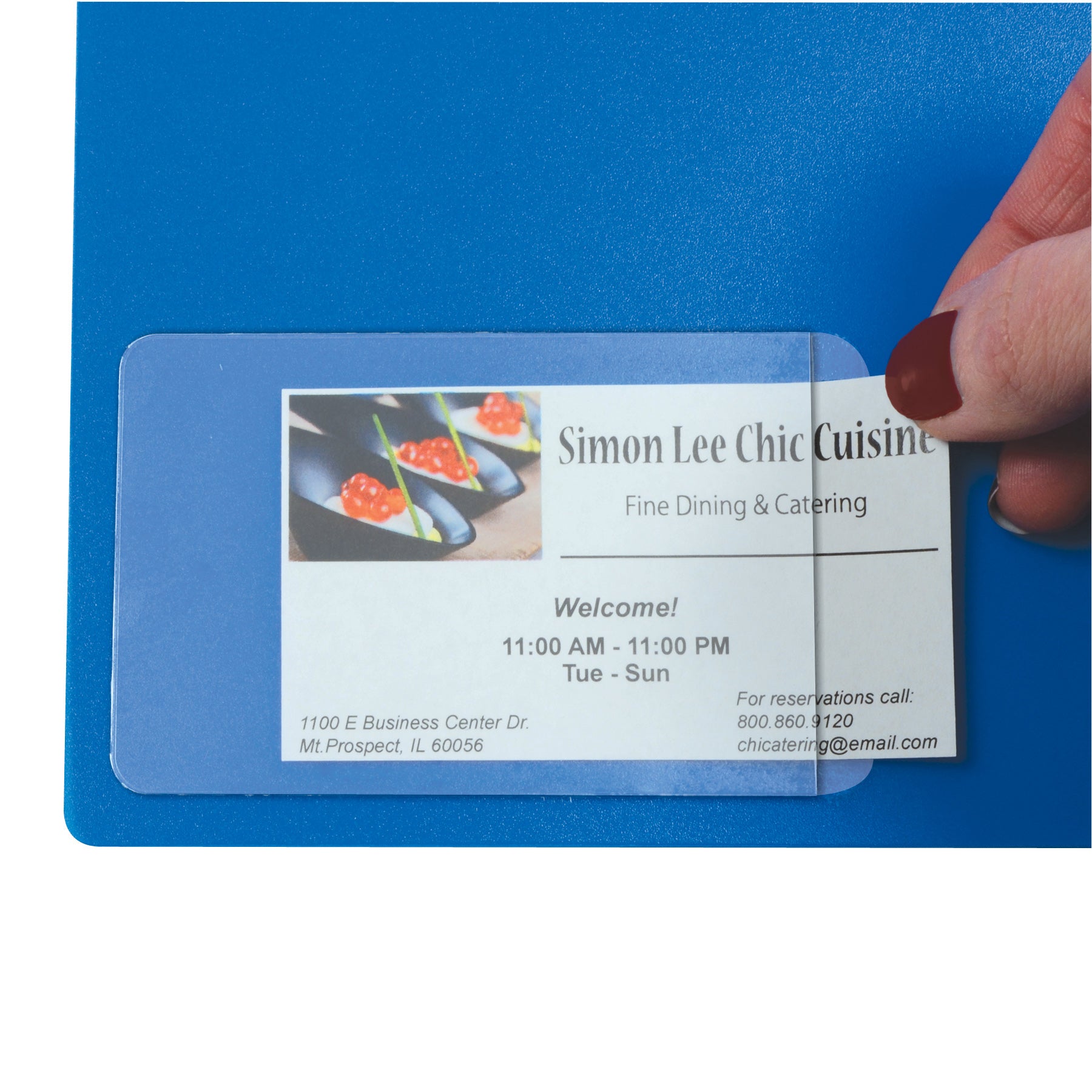Self-Adhesive Business Card Holder, Side Load, 2" x 3-1/2", Pack of 10