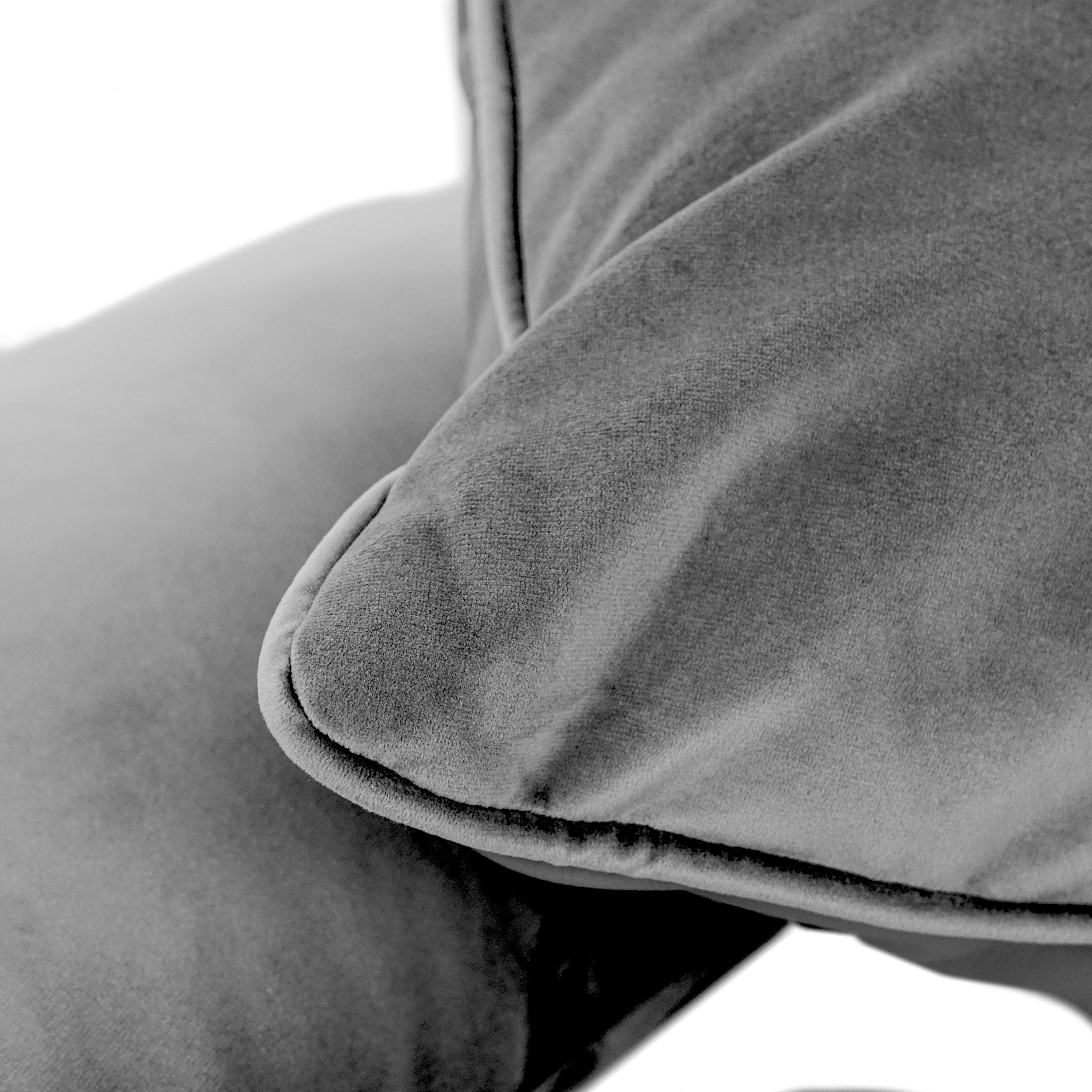 12" x 20" Rectangle Lumbar Microfiber Pillow with Piping, 2-Piece - Smoke