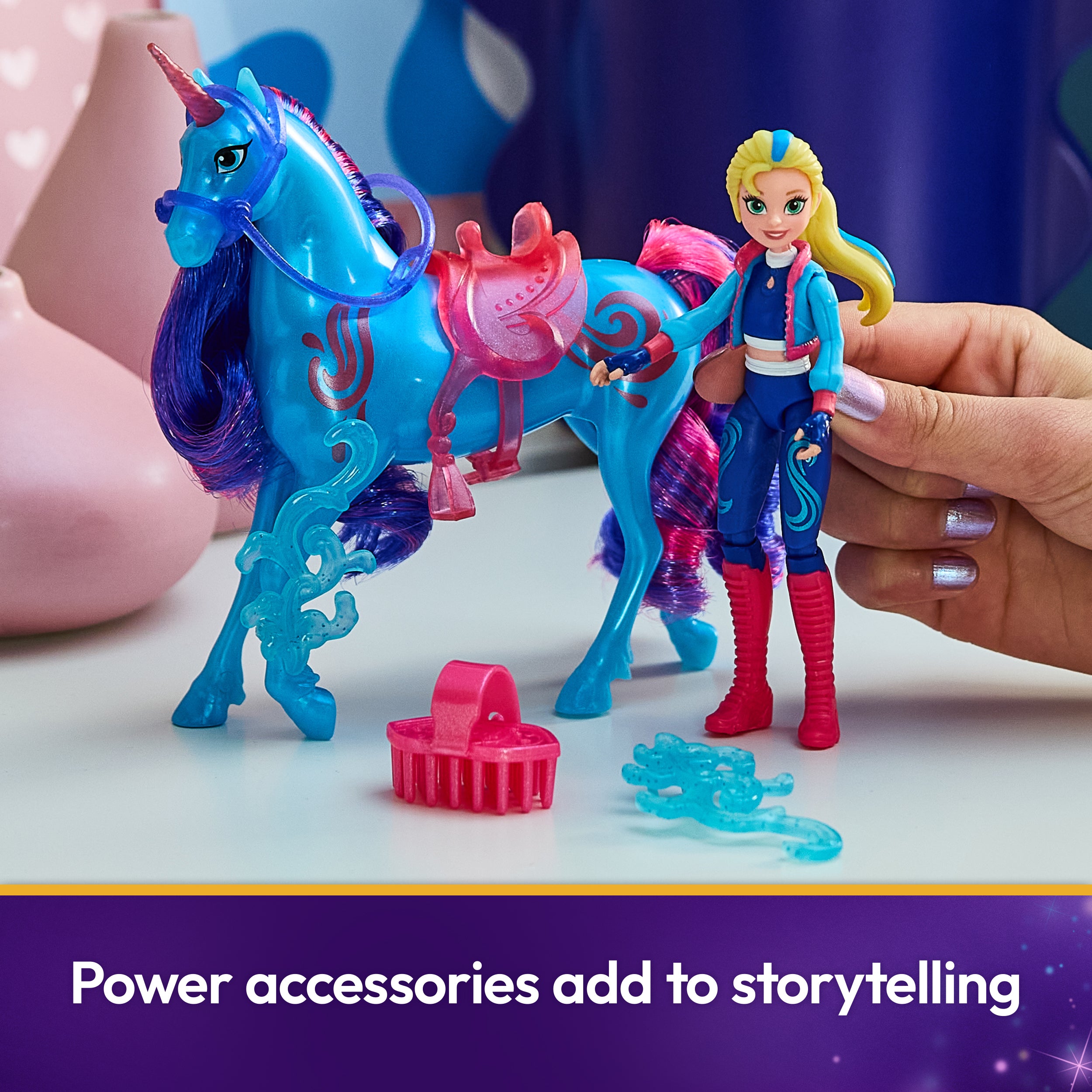 Unicorn Academy, Isabel & River Power of Friendship Set with Translucent Saddle & 2 Power Accessories, Dolls & Unicorn Toys for Girls Ages 4 and up