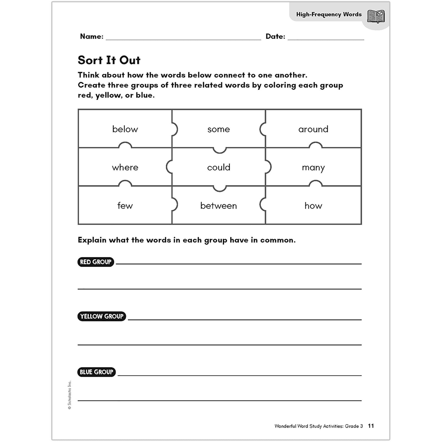 Wonderful Word Study Activities: Grade 3, Independent Practice Pages, Vocabulary Learning, 112 Pages