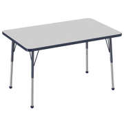 30" x 48" Rectangle T-Molding Activity Table with Adjustable Standard Ball Glide Legs - Gray/Navy