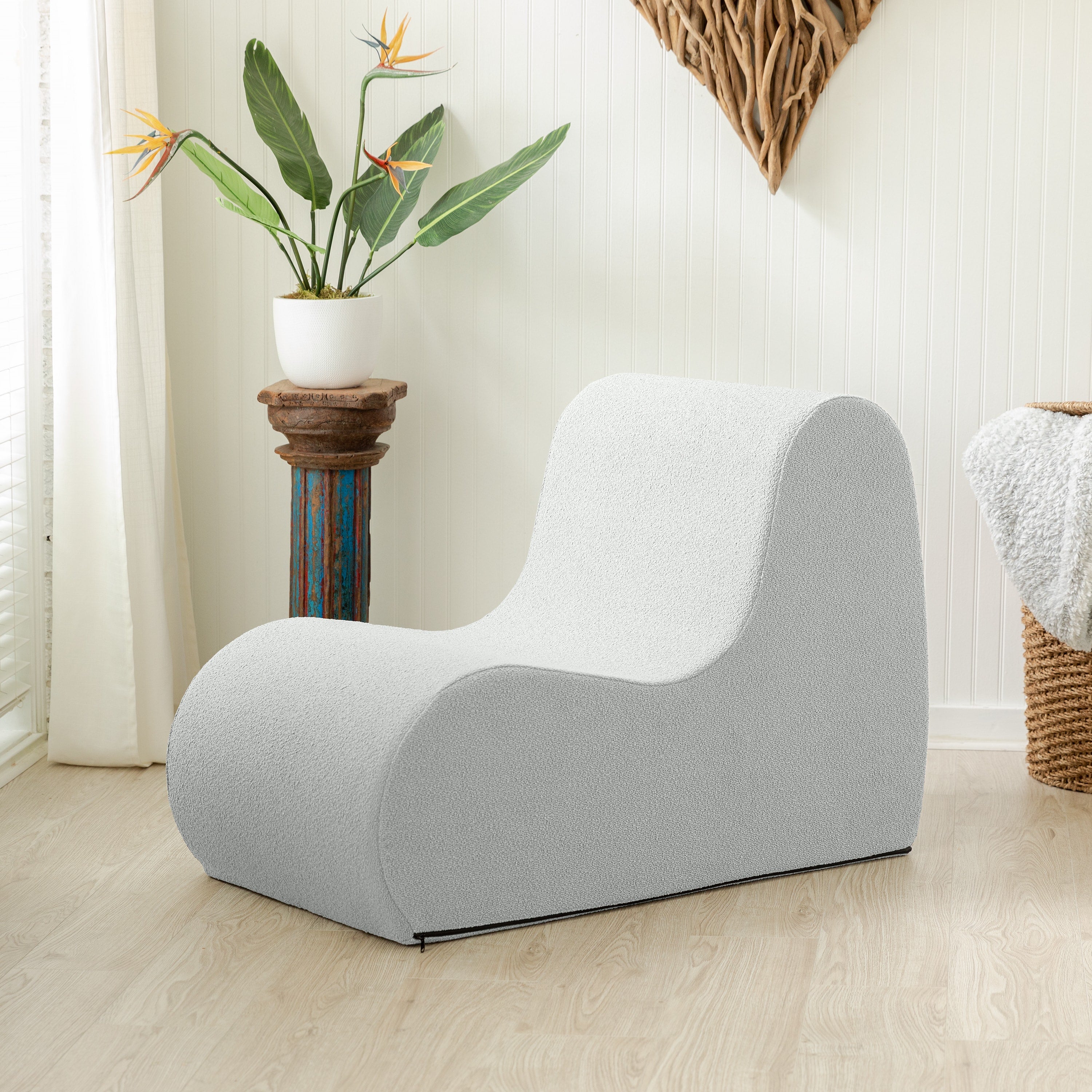 Jaxx Uptown Modern Armless Accent Chair, Boucle Silver