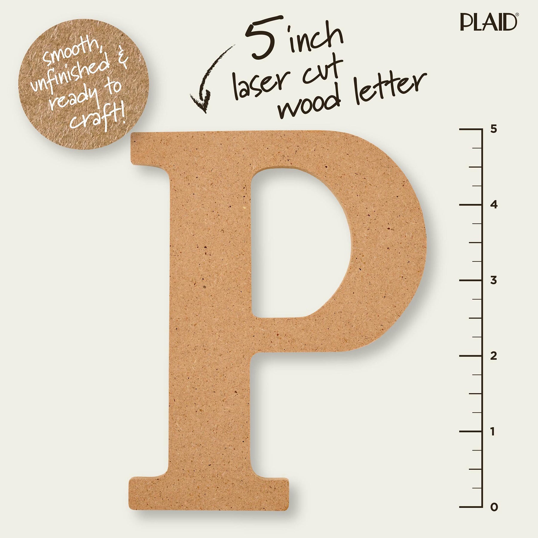 MDF Letter, P, 5 Inch