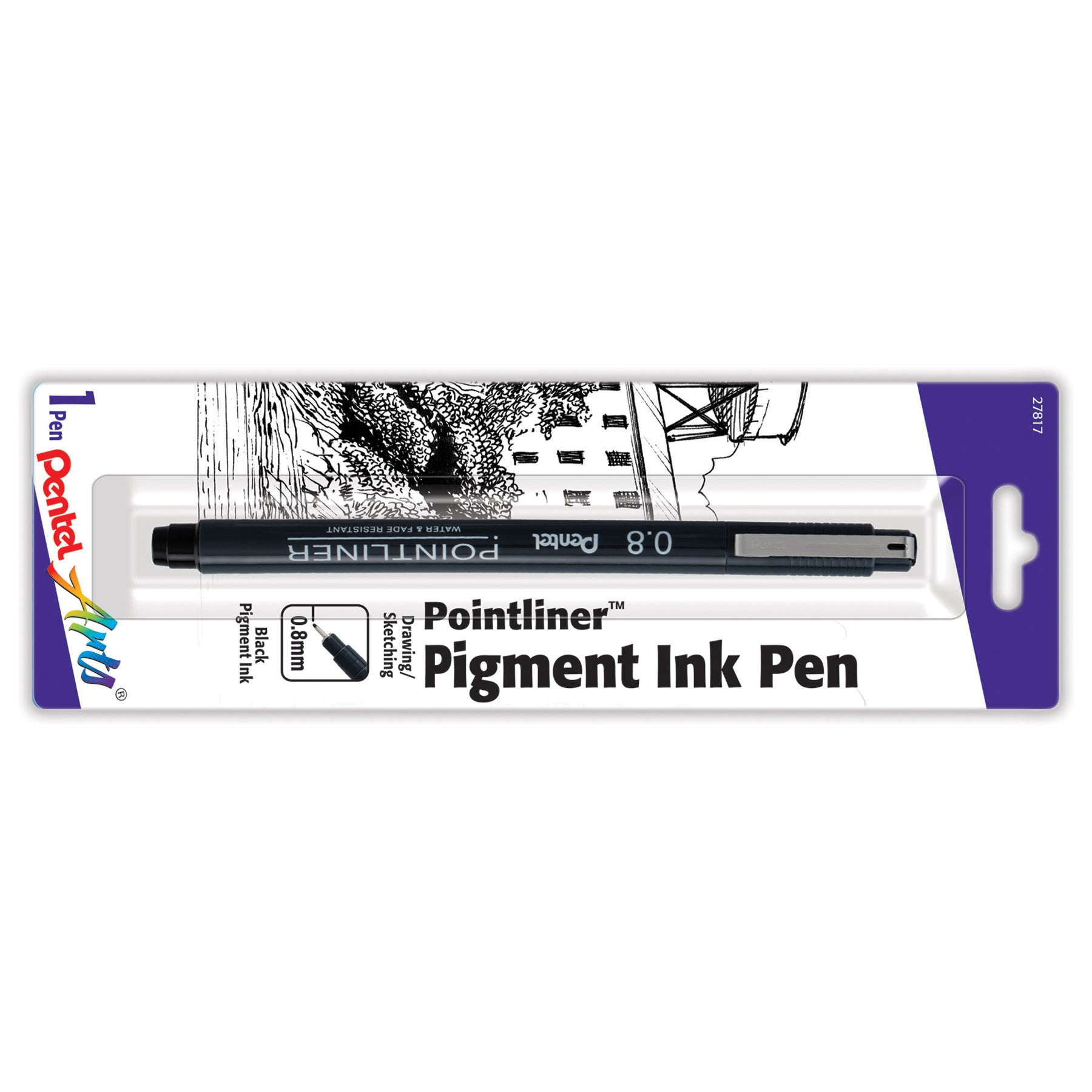 Pointliner Pen, 0.8mm, Black Pigment Ink, 1-Pack