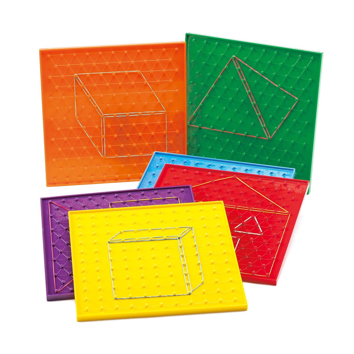 Double-Sided Geoboard Set - 11 X 11 Grid / 121-Pin Isometric Array - Set of 6