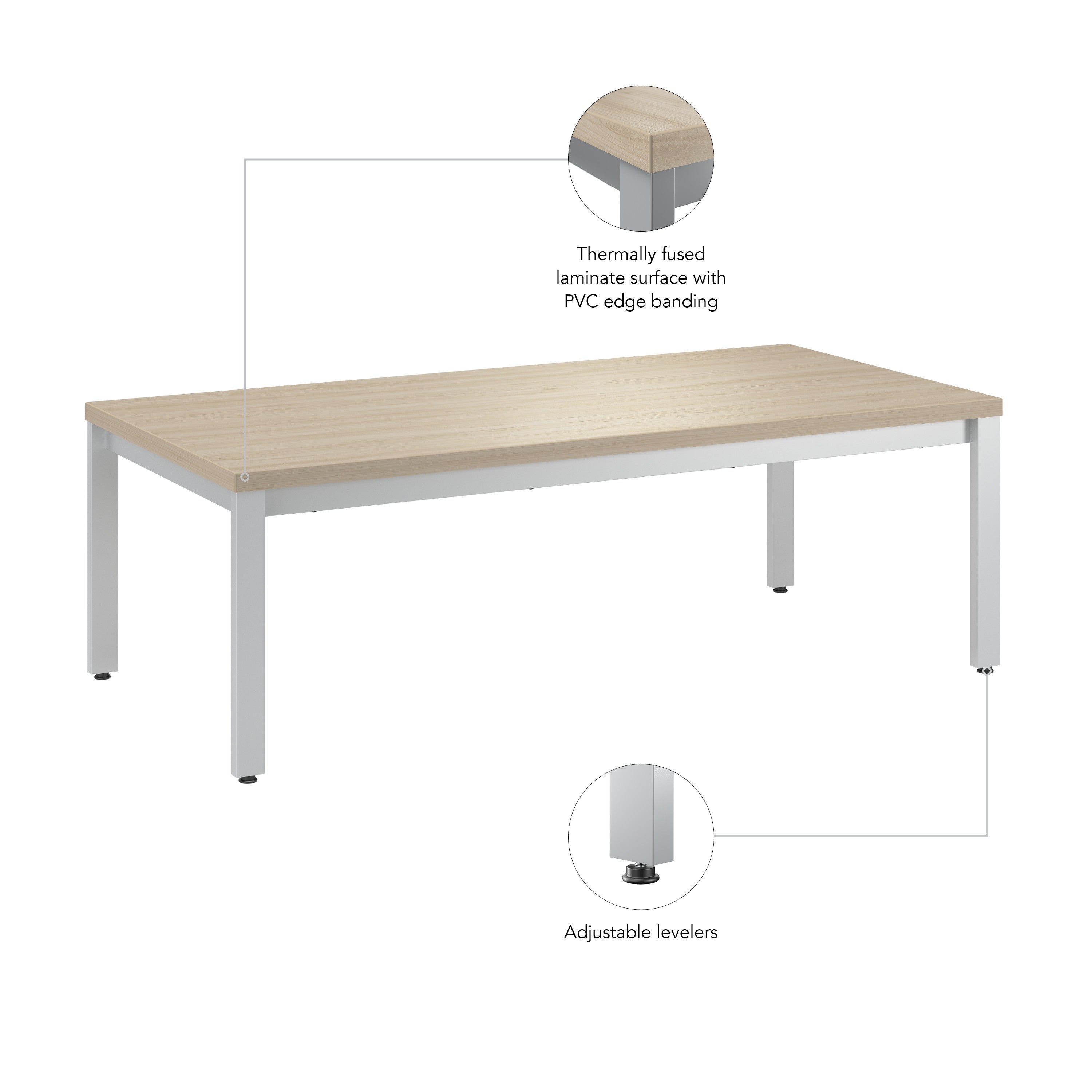 Bush Business Furniture Arrive Waiting Room Coffee Table in Natural Elm - 47.6" Width x 23.35" Depth x 15.85" Height
