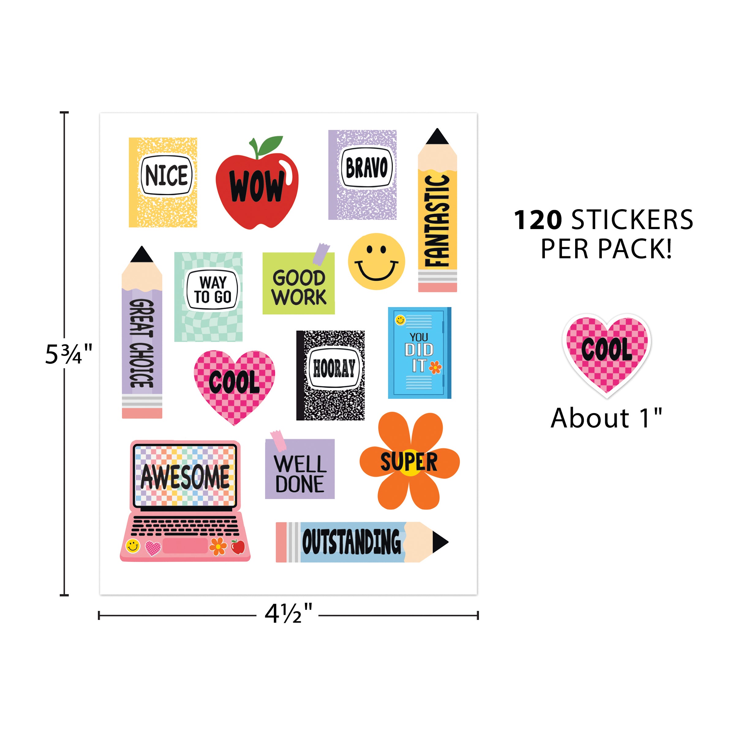 Cool for School Stickers, Pack of 90