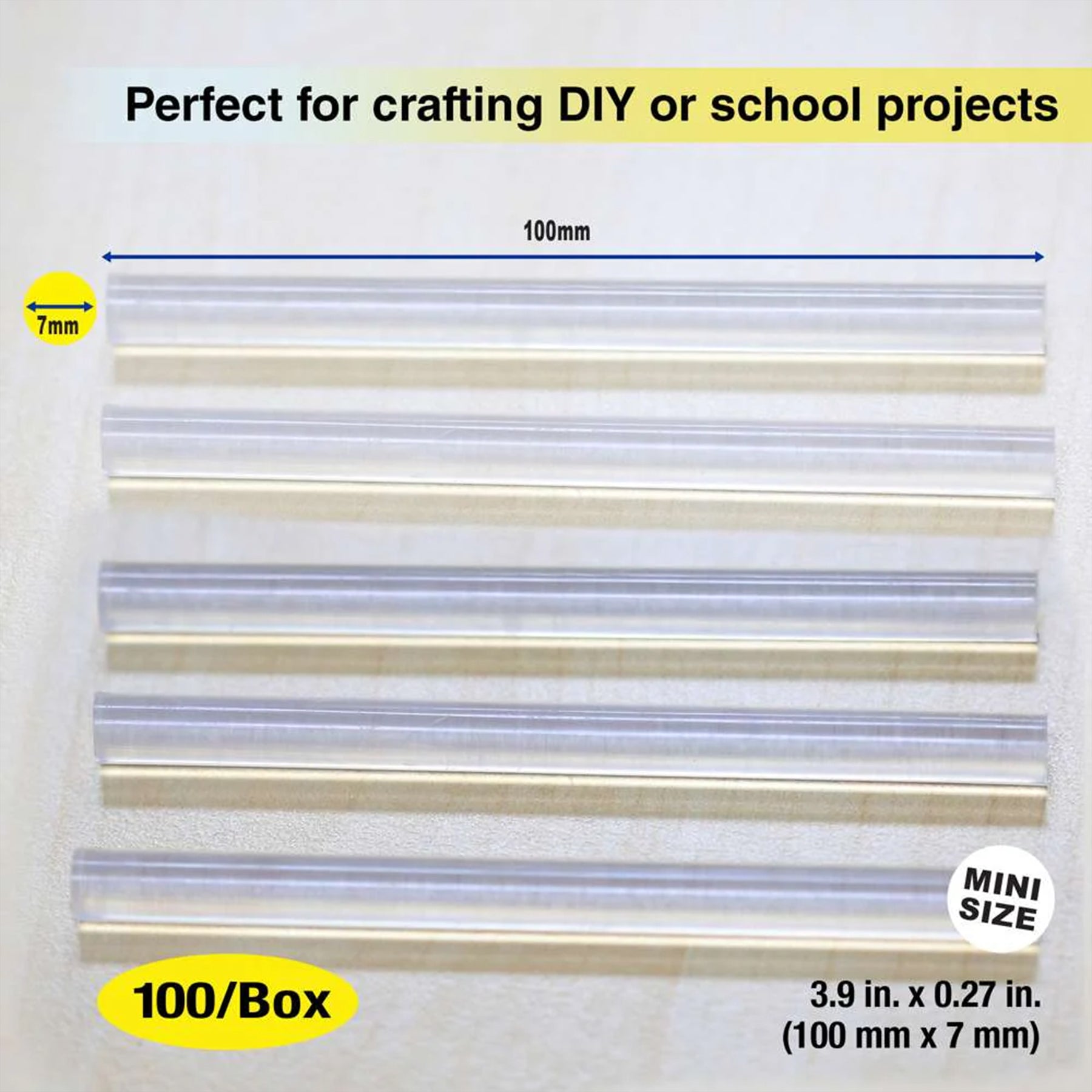 Mini Hot Melt Glue Sticks, Dual Temp, 3.9" x 0.27", Box of 100