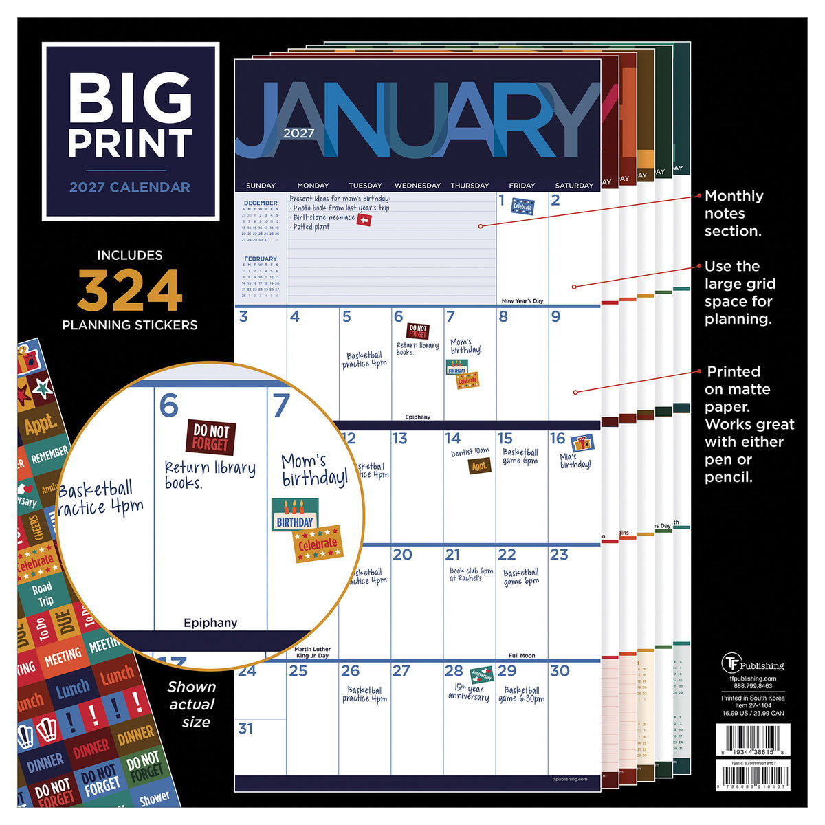 2027 BIG PRINT WALL CALENDAR