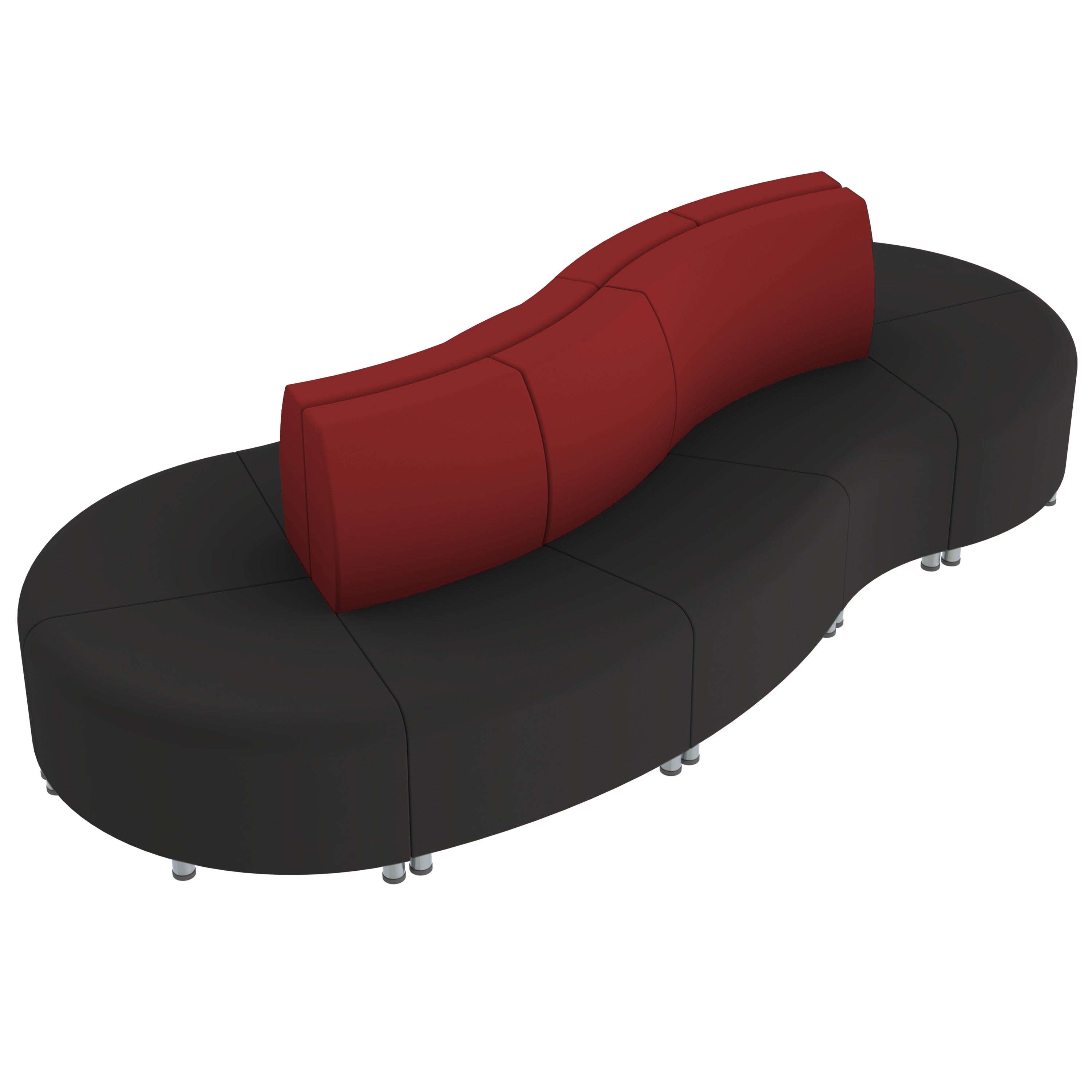 Pro Series Connect Curved Wave Seating, 10-Piece Set - Black/Crimson