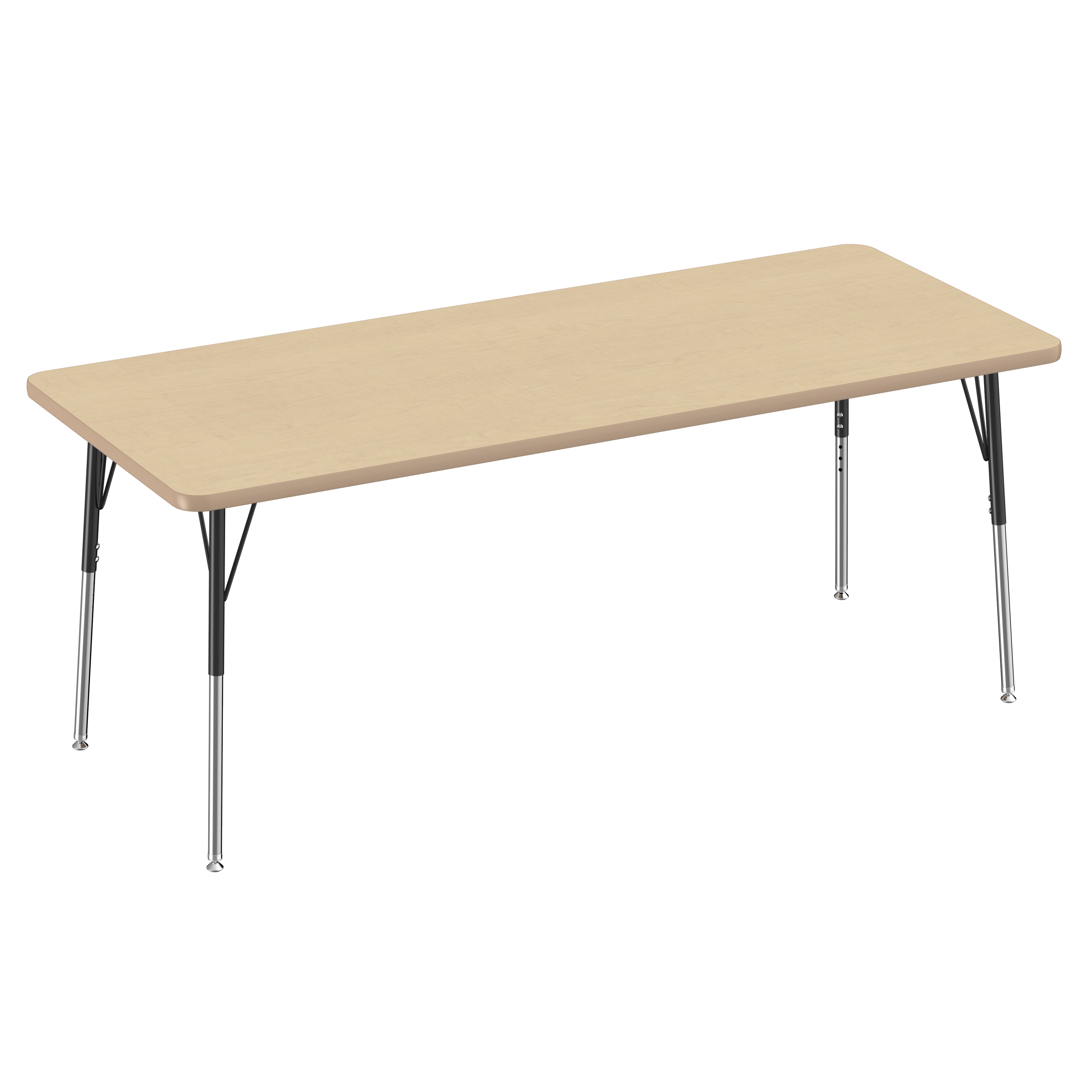 30" x 72" Rectangle Thermofused Activity Table with Adjustable Standard Swivel Glide Legs - Maple/Maple/Black