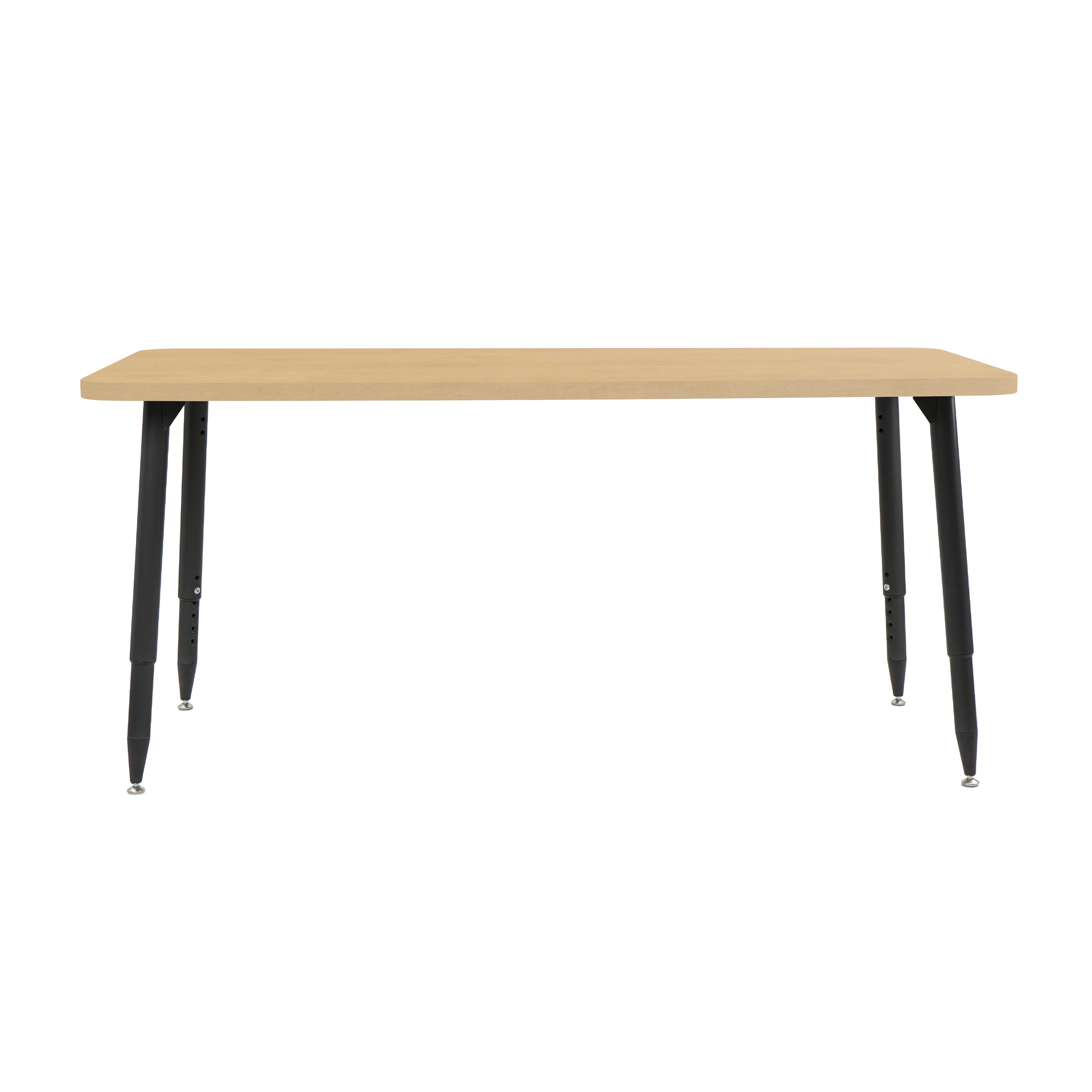 Adapte 30" x 60" Rectangle Woodgrain Activity Table with Adjustable Tapered Legs - Maple Grain/Black