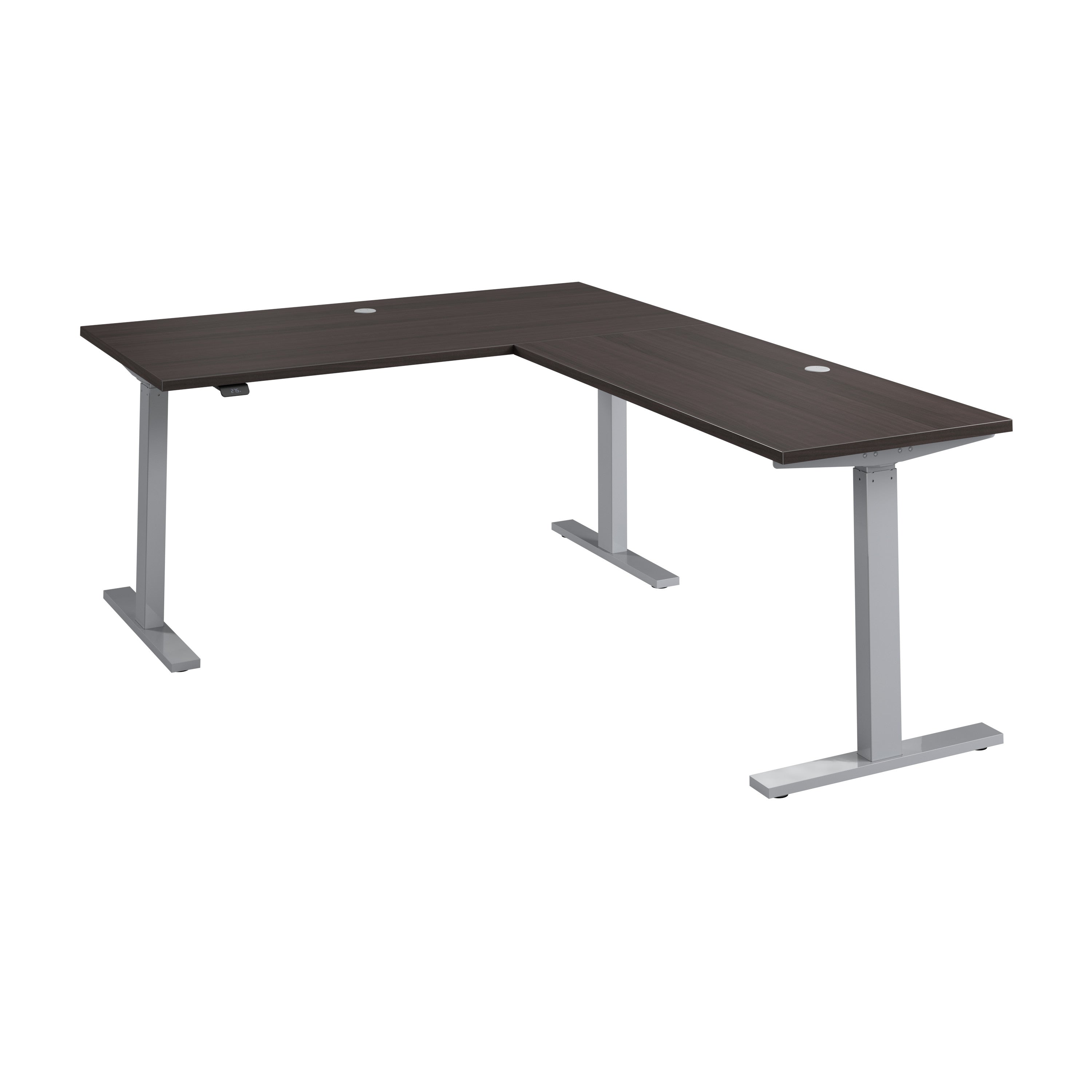 Bush Business Furniture Move 60 Series 60W Height Adjustable L Shaped Standing Desk in Storm Gray with Metallic Gray Base - 59.45" Width x 76.97" Depth x 27.44" Height