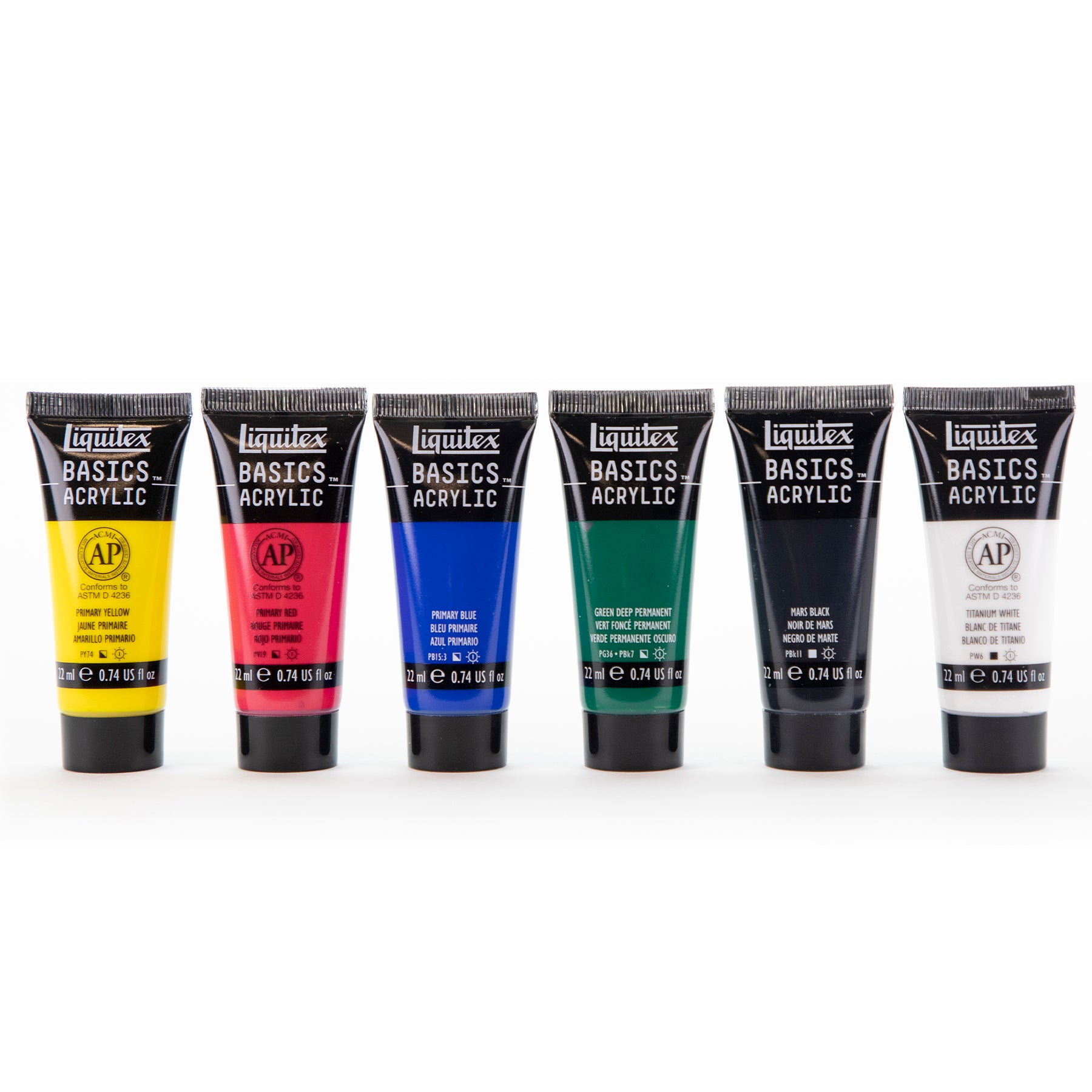 LQ BASICS Acrylic Color 6 x 22ml Tube Set - Primary