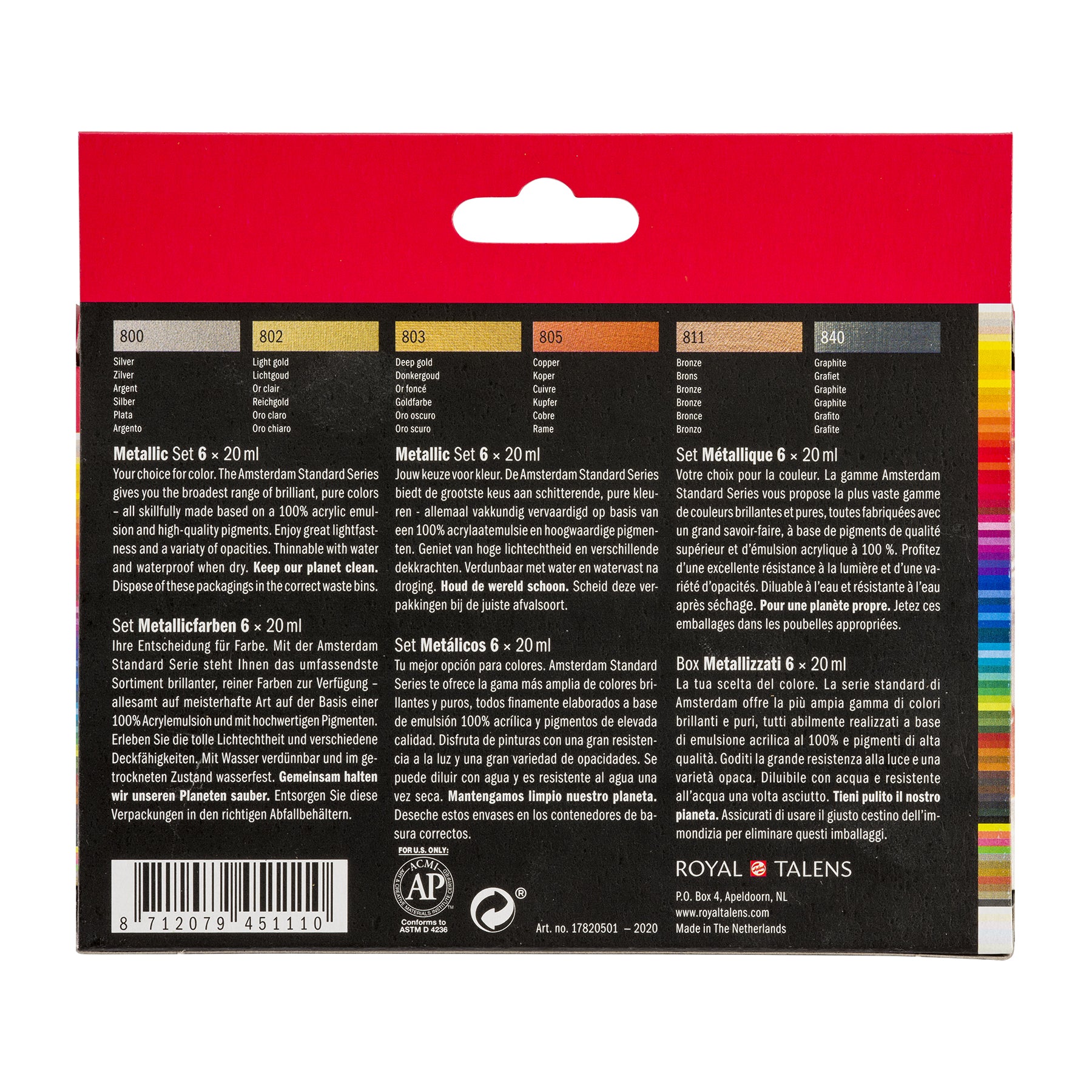 Standard Acrylic Metallics Set, 6 x 20mL