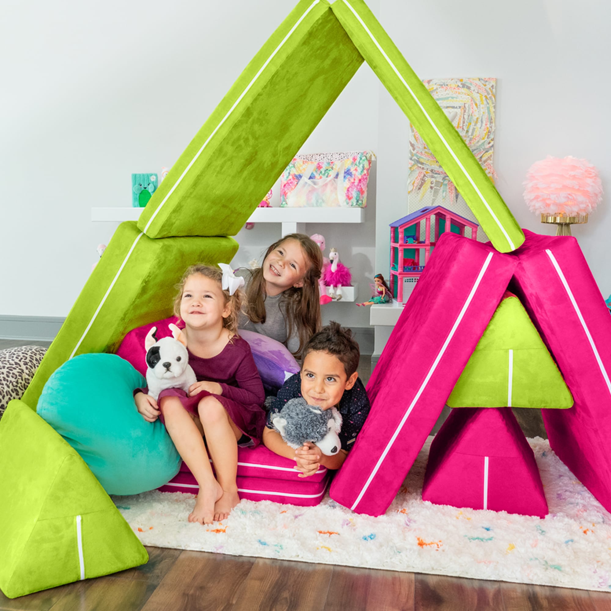 Jaxx Zipline Playscape Imaginative Furniture Playset for Creative Kids, Original Set, Charcoal
