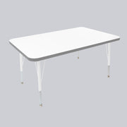 30" x 48" Rectangle Thermofused Activity Table with Adjustable Standard Swivel Glide Legs - White/North Sea/White
