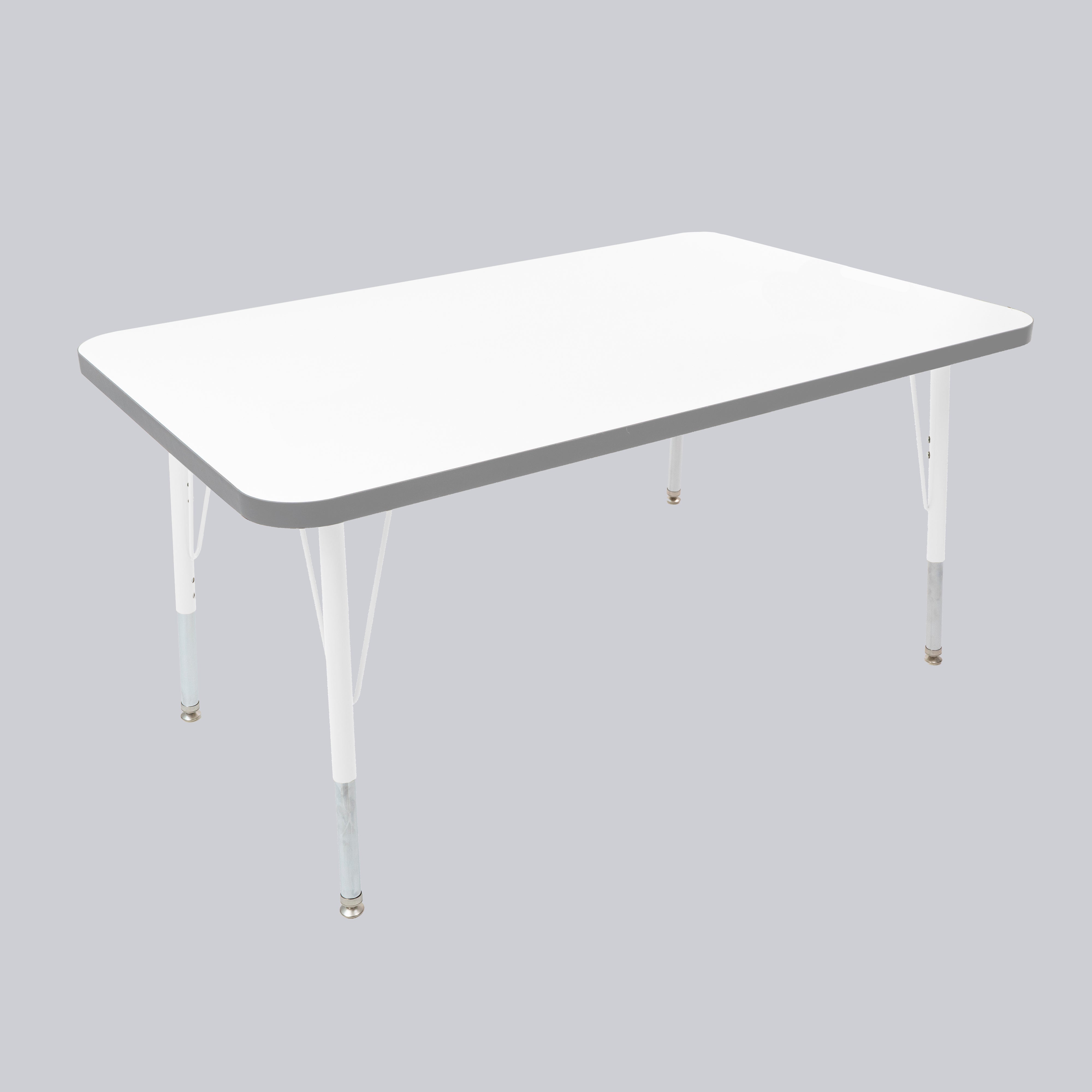 30" x 48" Rectangle Thermofused Activity Table with Adjustable Standard Swivel Glide Legs - White/North Sea/White