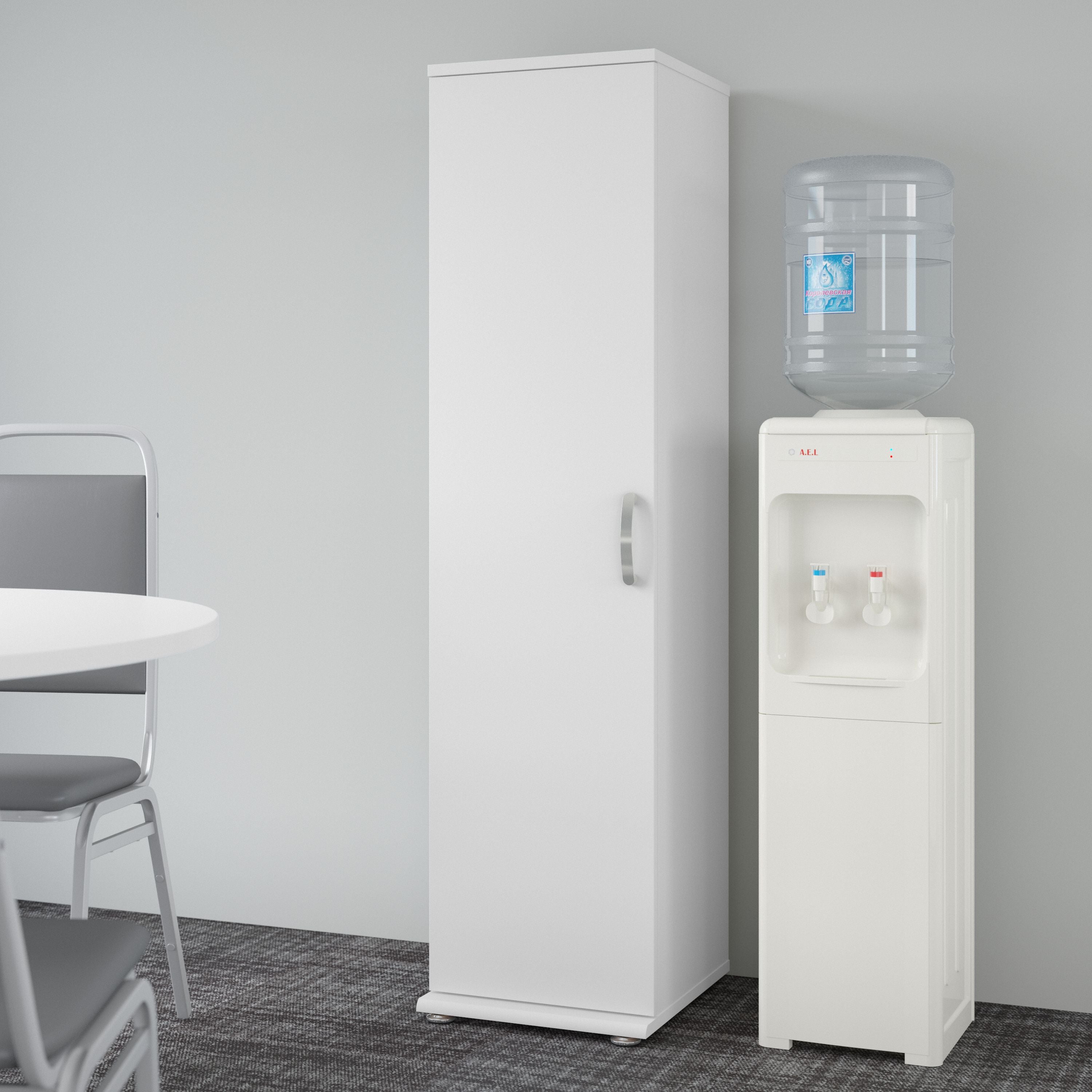 Bush Business Furniture Universal Tall Narrow Storage Cabinet with Door and Shelves in White - 15.67" Width x 17.2" Depth x 61.81" Height