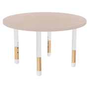 36" x 36" Round Thermofused Activity Table with Adjustable Chunky Wood Legs - Asian Sand/White/Natural