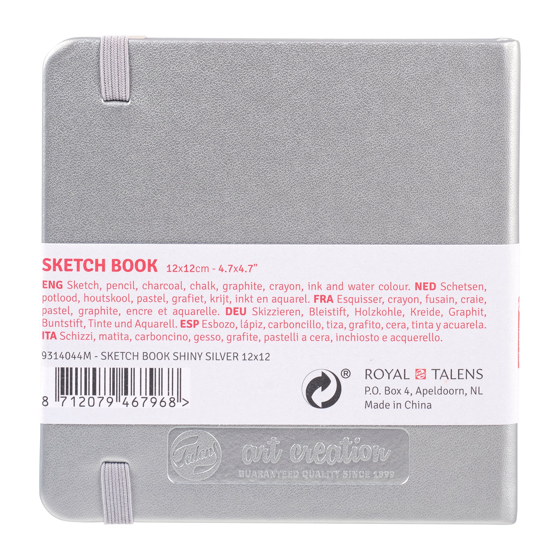 Sketchbook, 80 Sheets, 90lbs, Shiny Silver Cover, 4.7" x 4.7"