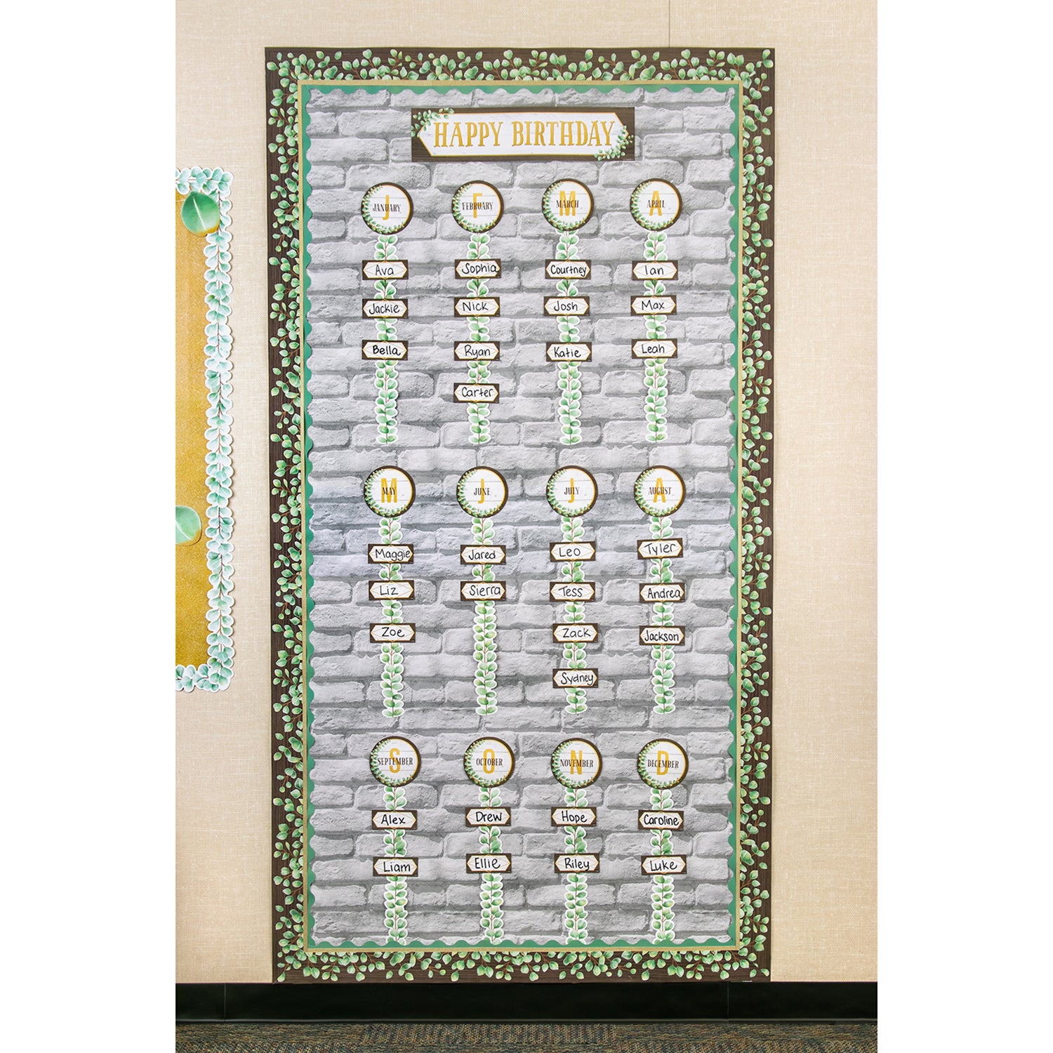 Eucalyptus Happy Birthday Bulletin Board